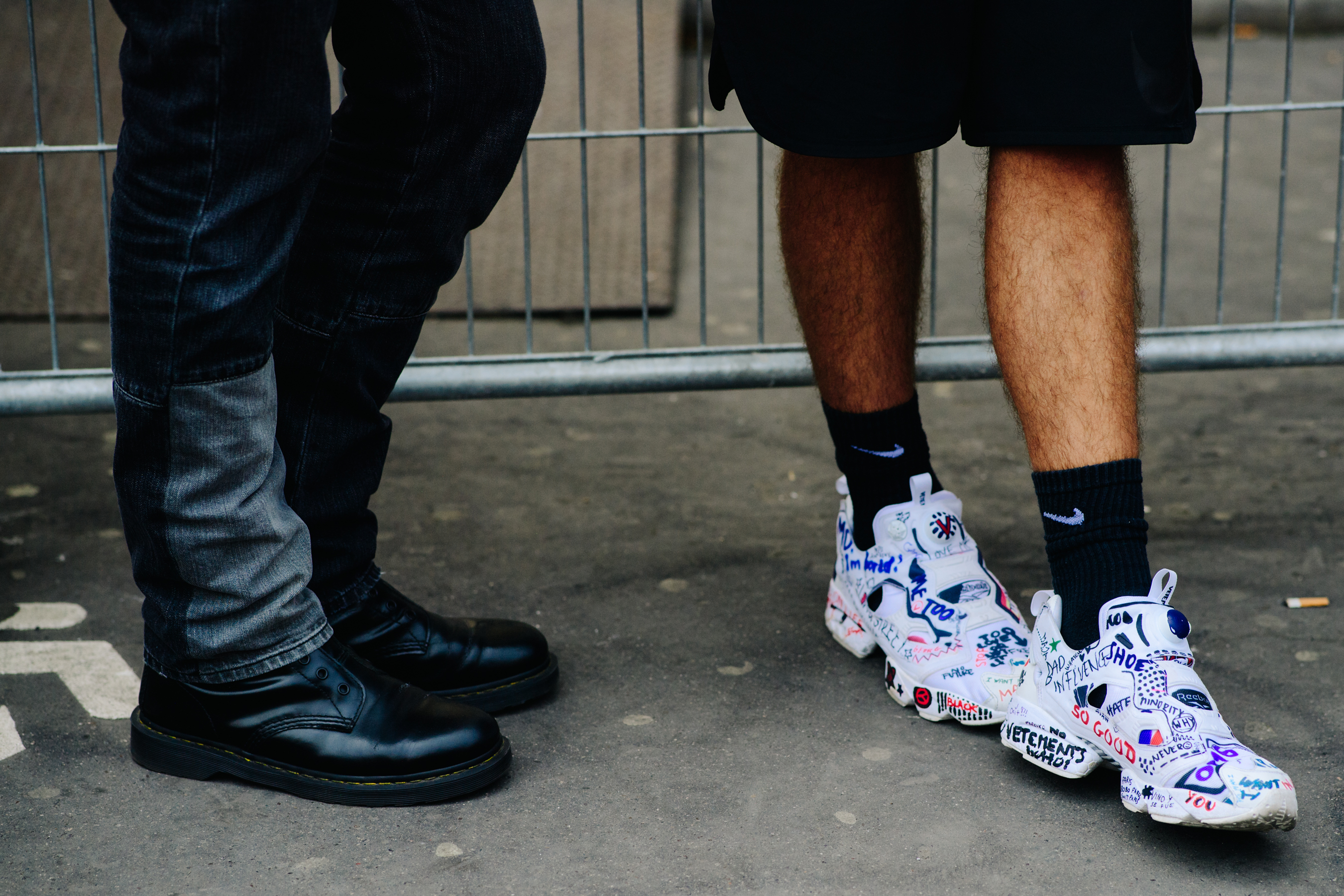 Men wearing Dr.Martens and Vetements