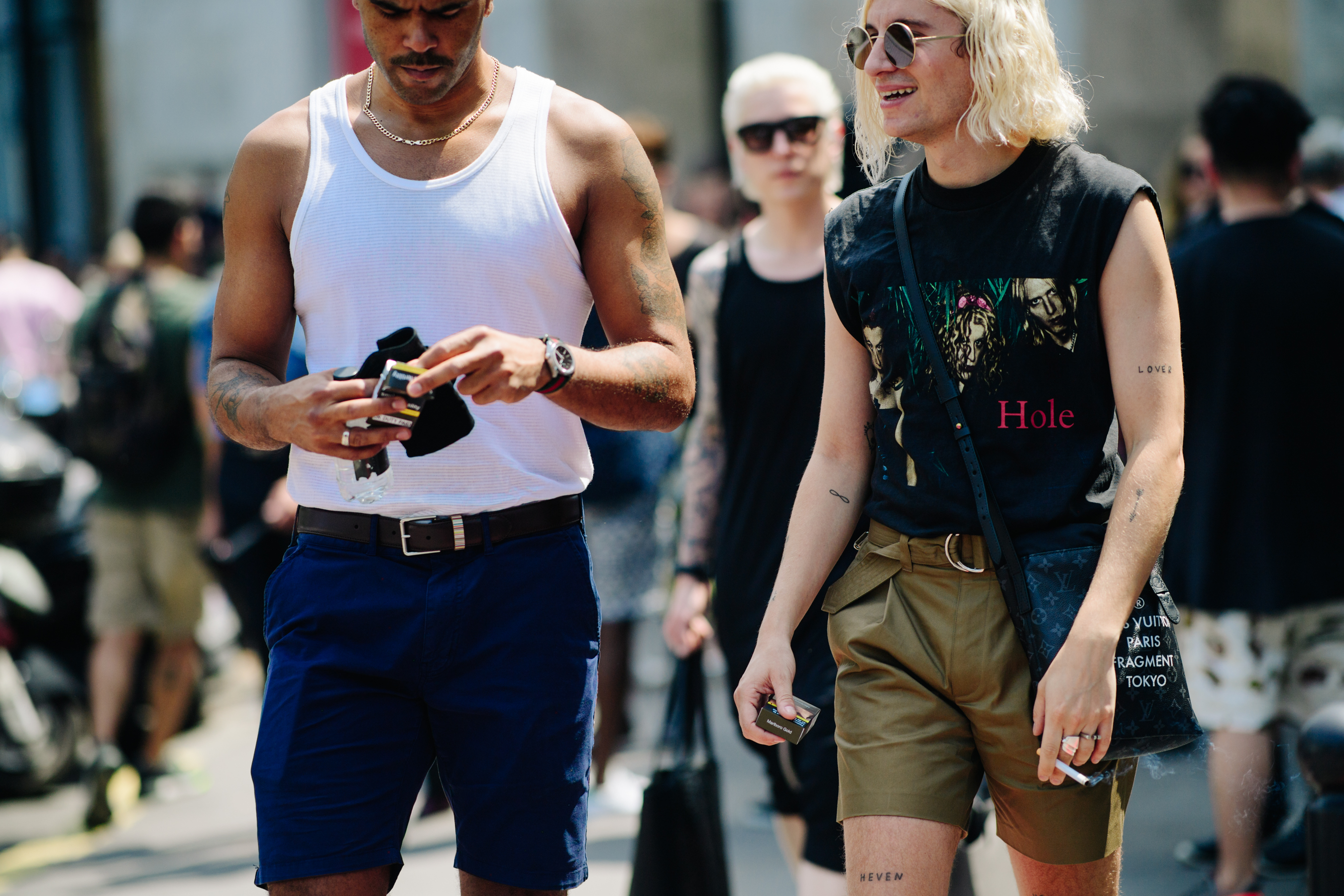 Man wearing a Hole t-shirt