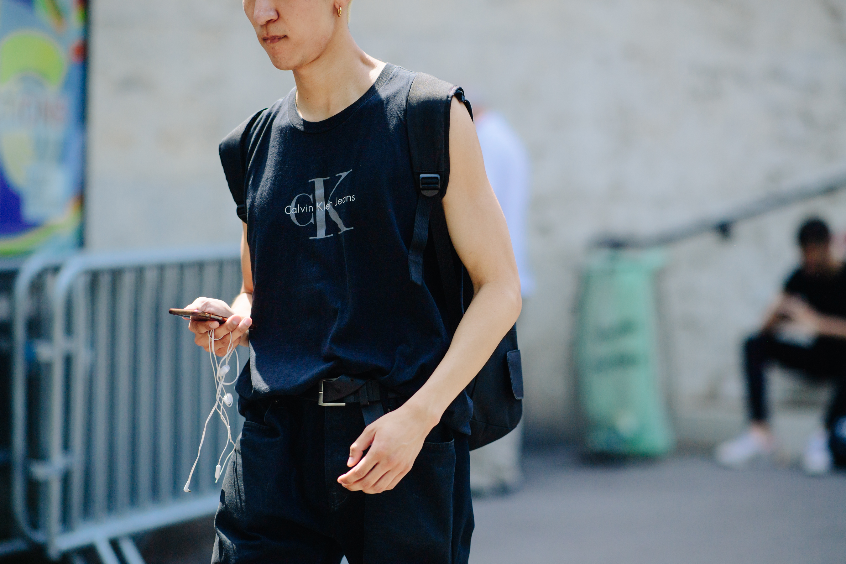 Male model wearing a Calvin Klein t-shirt