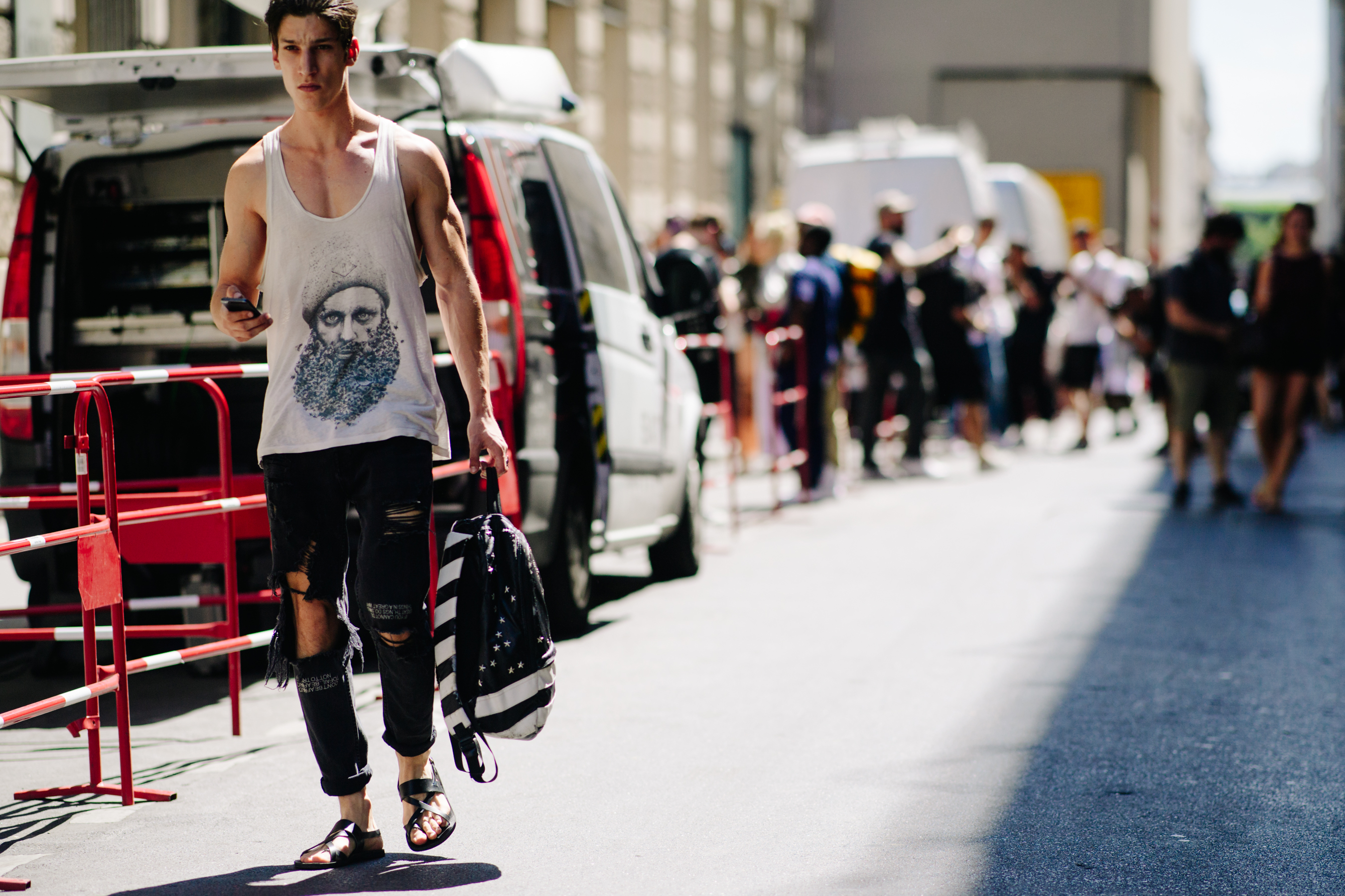 Male model wearing a tank top