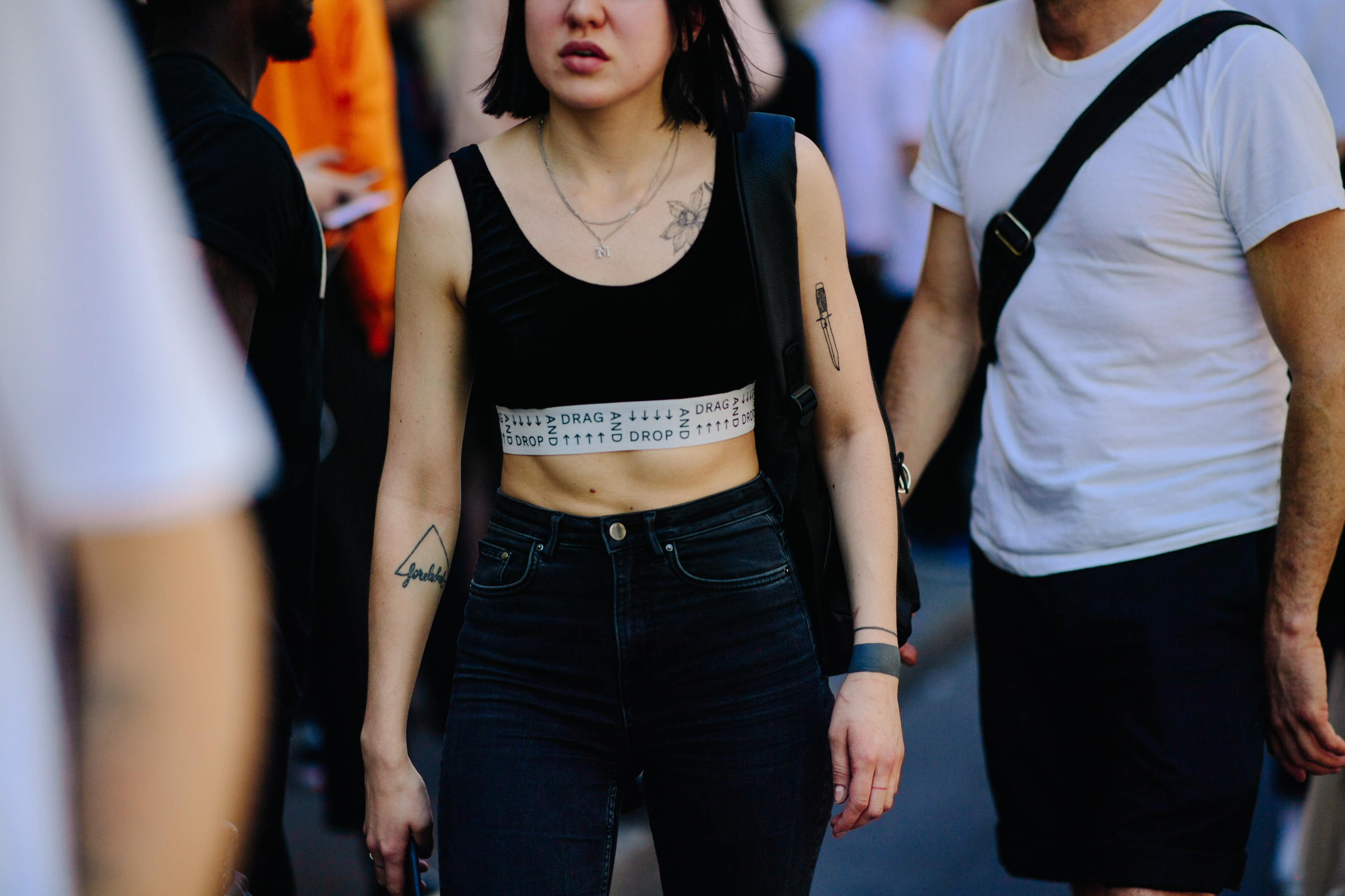 Woman wearing a black top