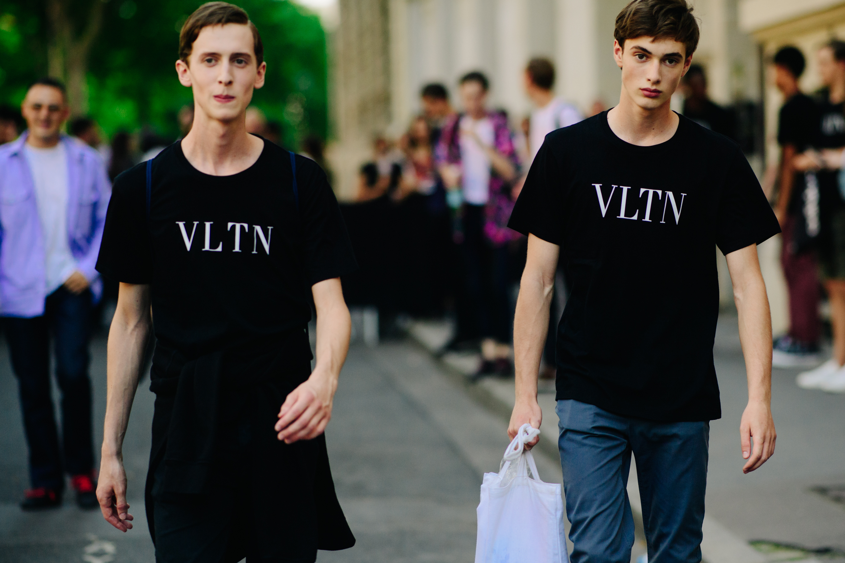 Models wearing Valentino t-shirts