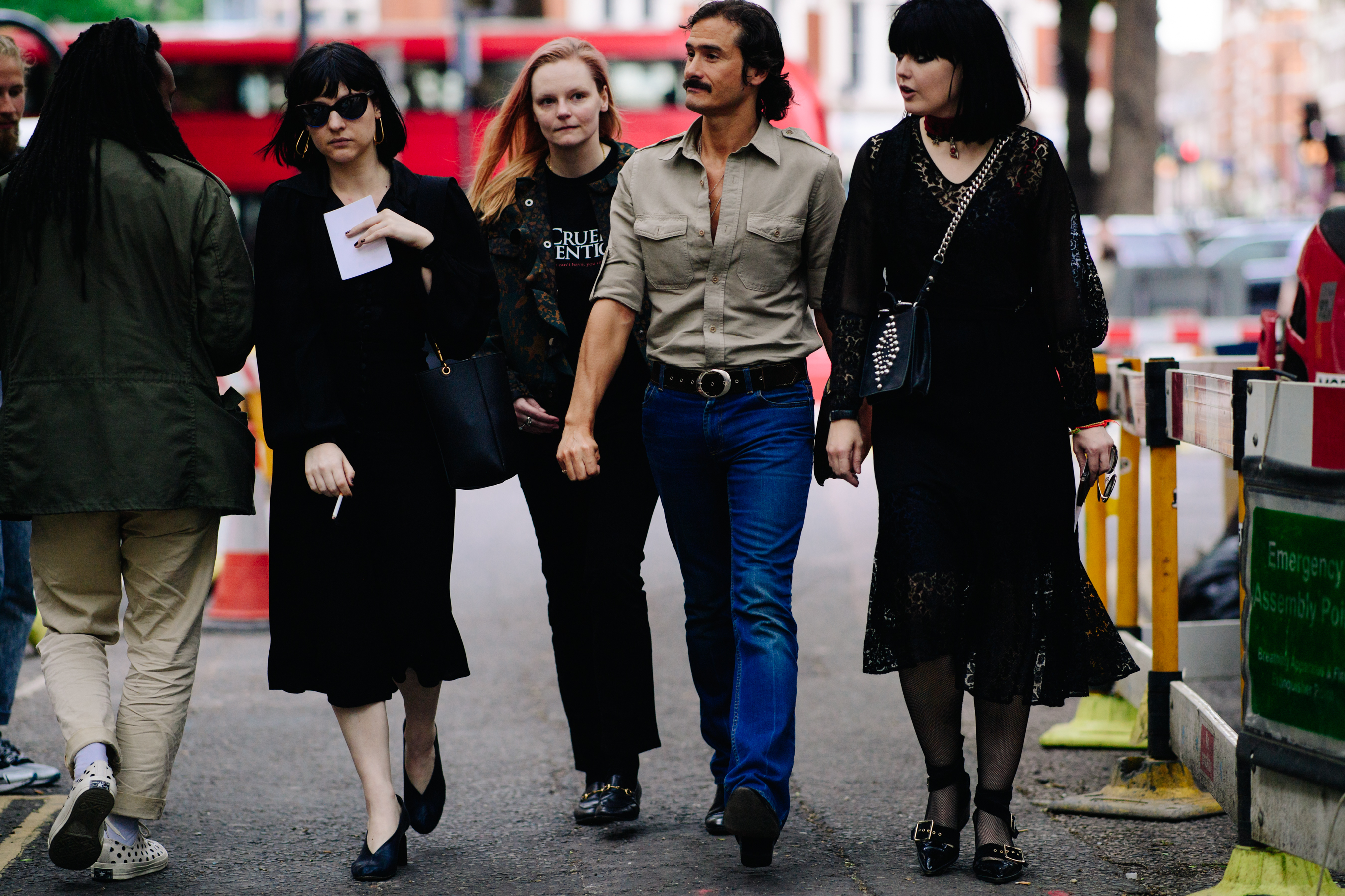 Journalists walking after Wales Bonner show