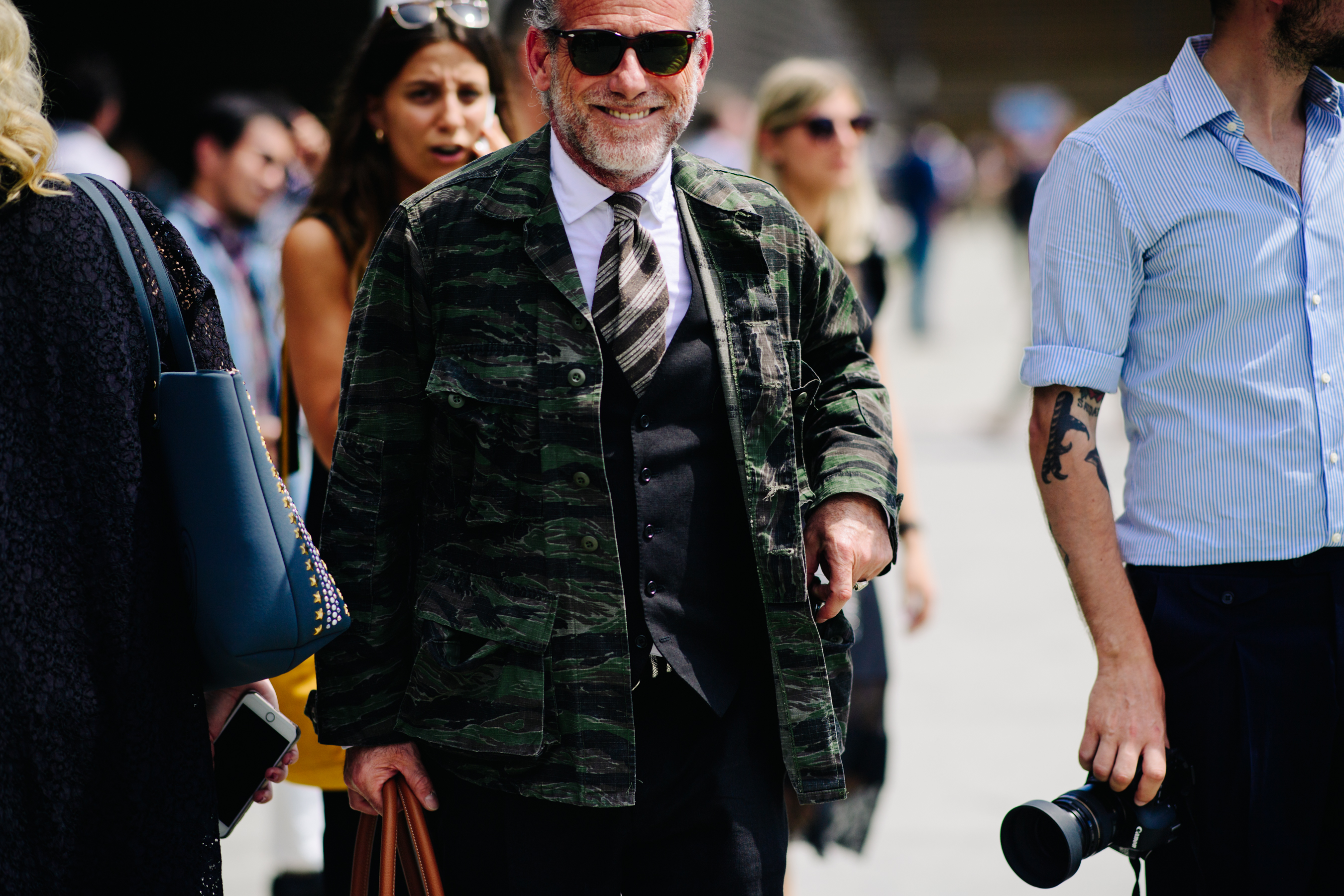 Man wearing a camo army jacket