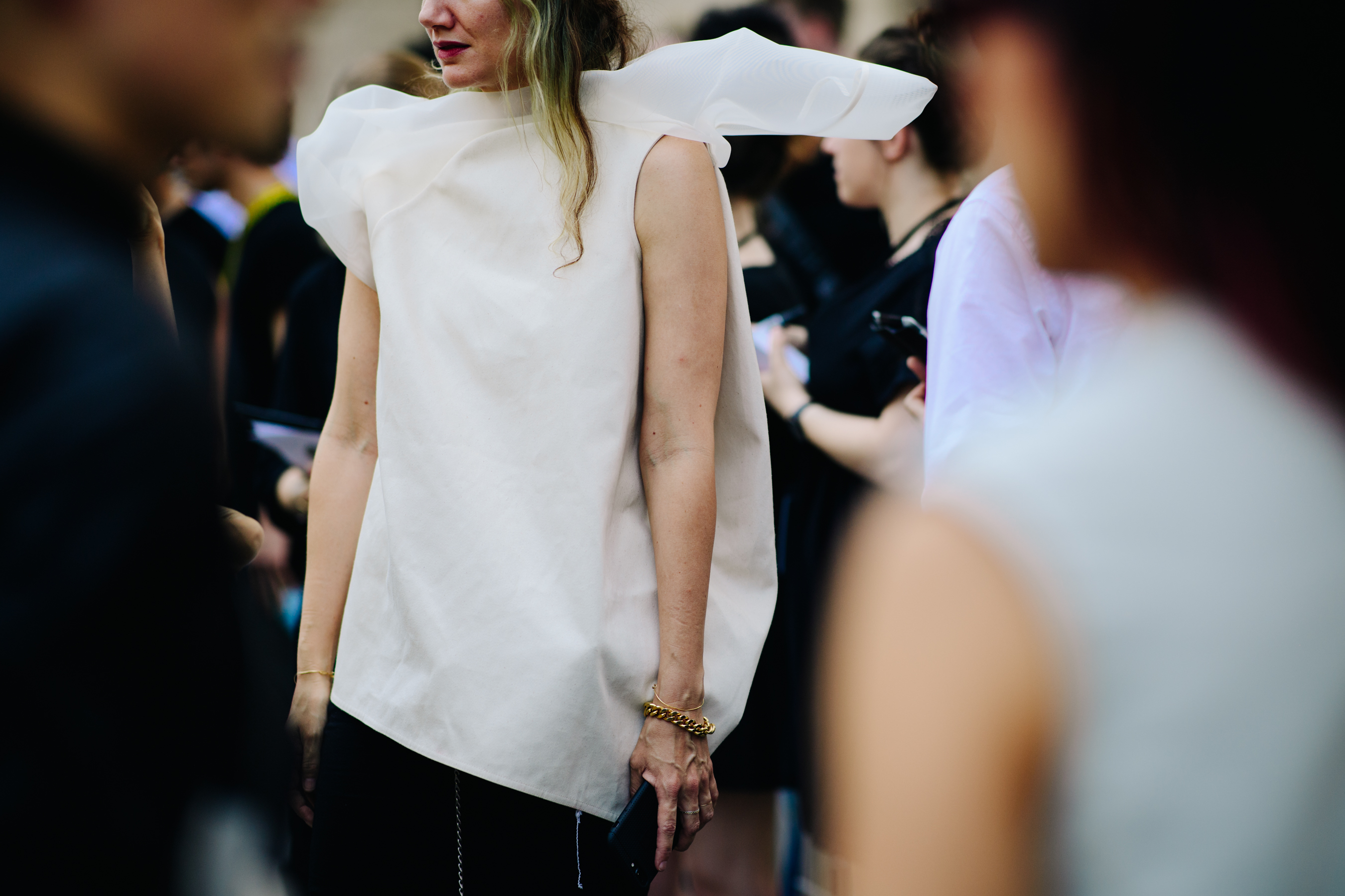 Woman wearing a Rick Owens top