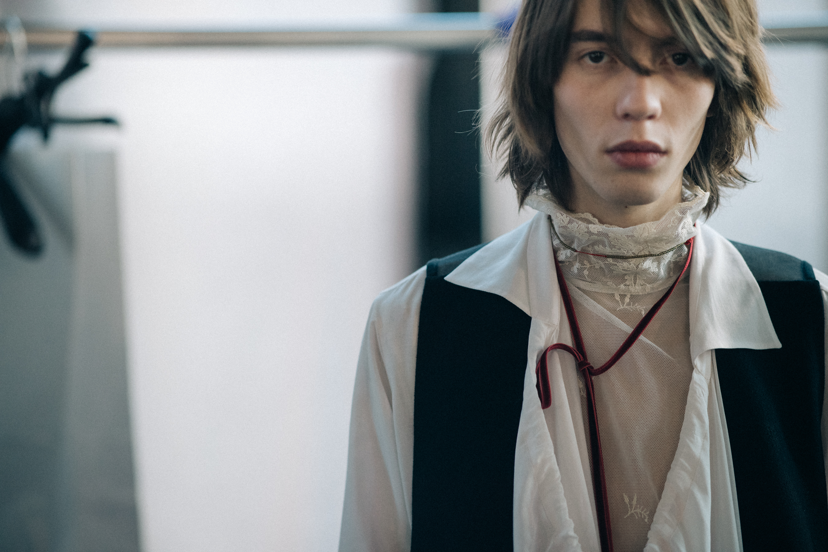 Male model Wim Koch before a show