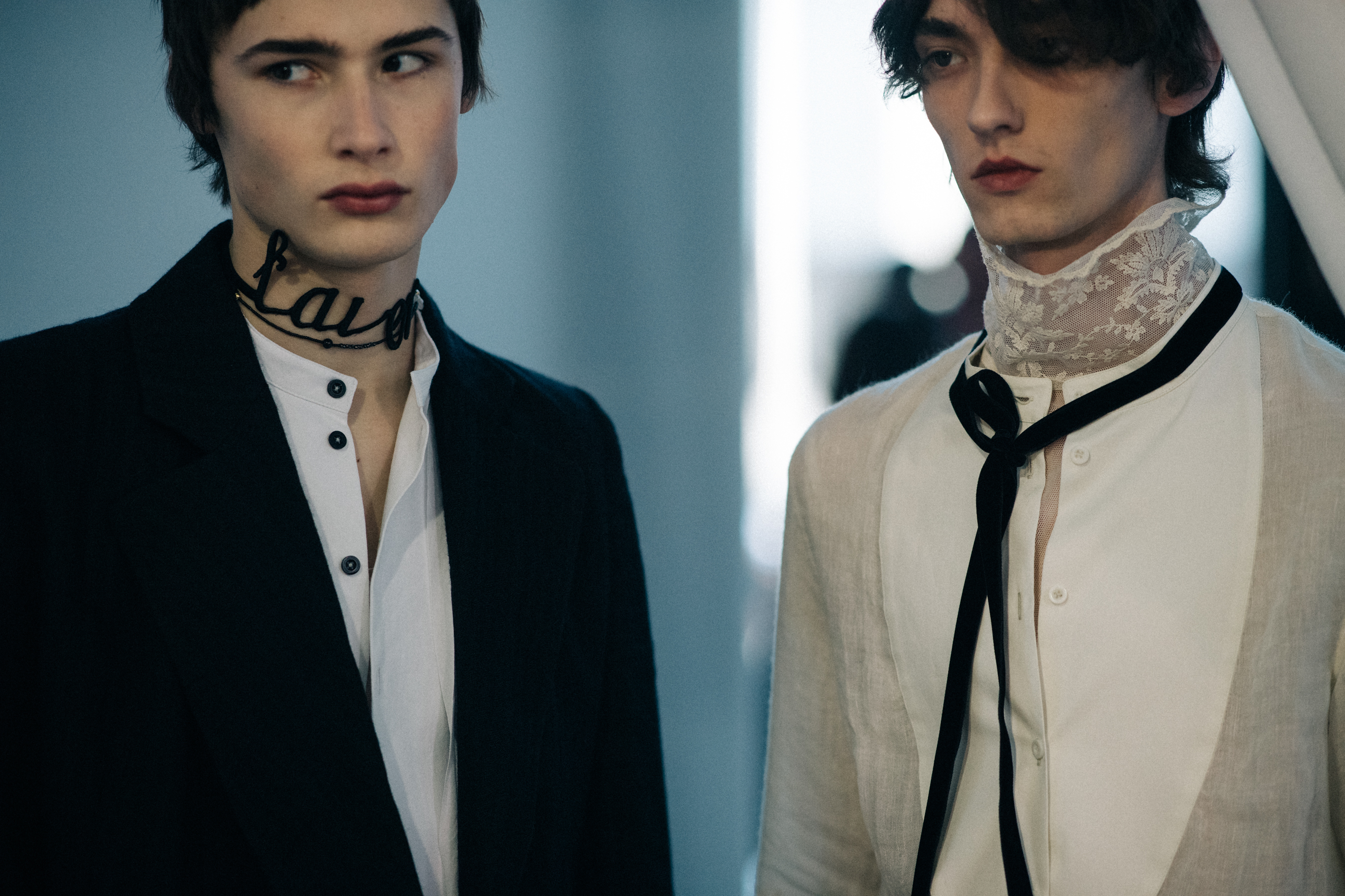 Two male models before a show