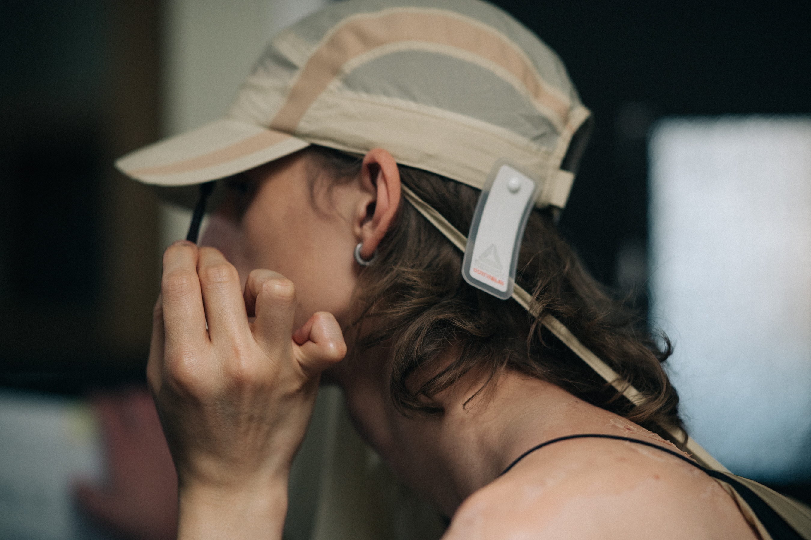 Male model getting his make-up done