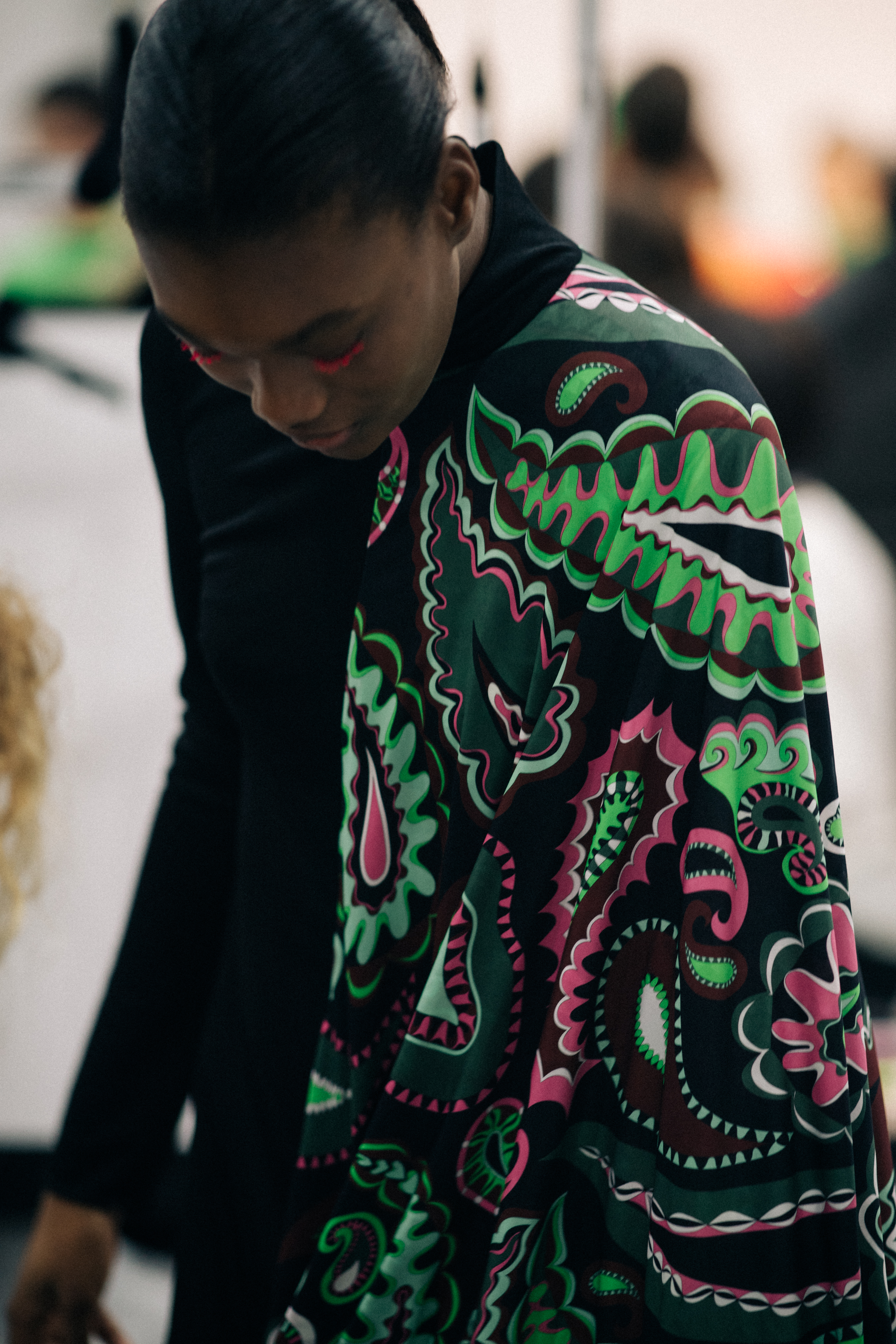 Naki Depass at Emilio Pucci backstage
