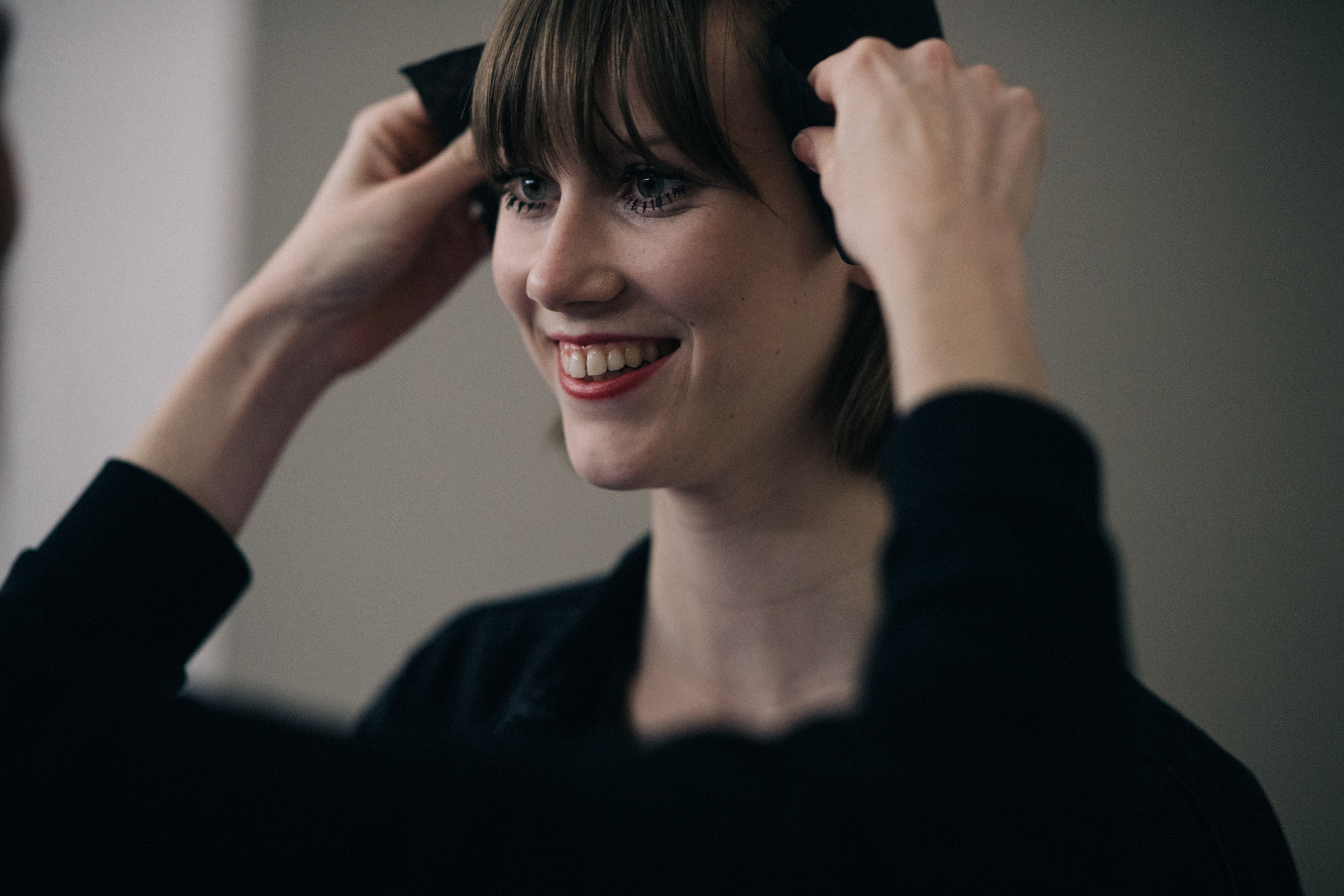 Female model at MSGM backstage