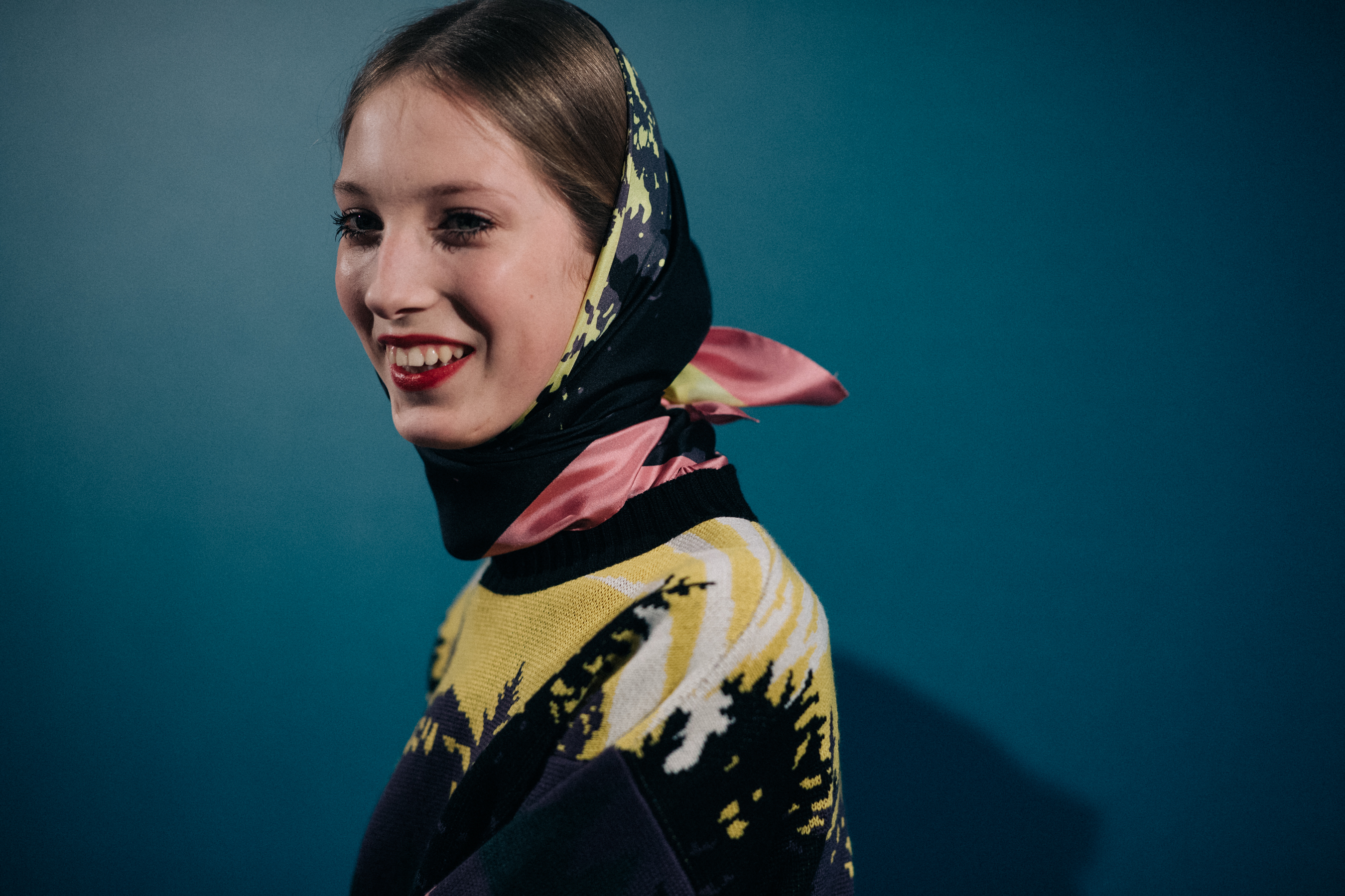 Sasha Komarova at MSGM backstage