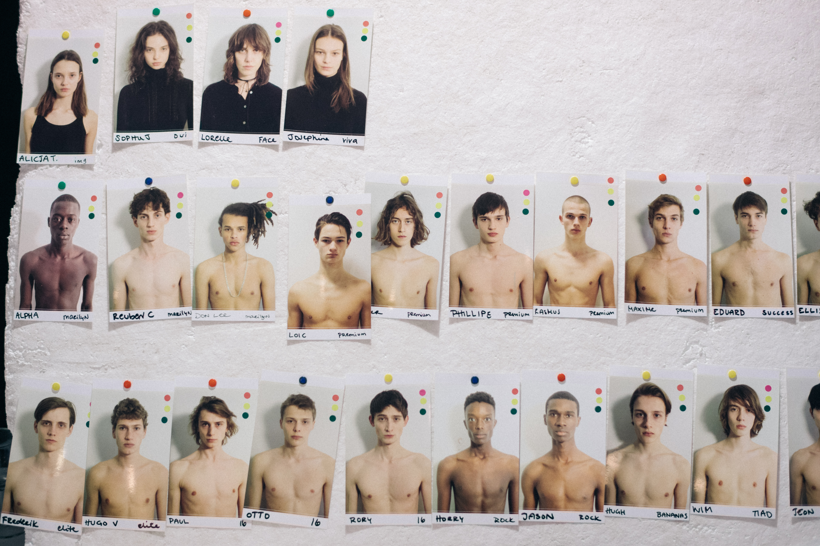 Board with model's polaroids
