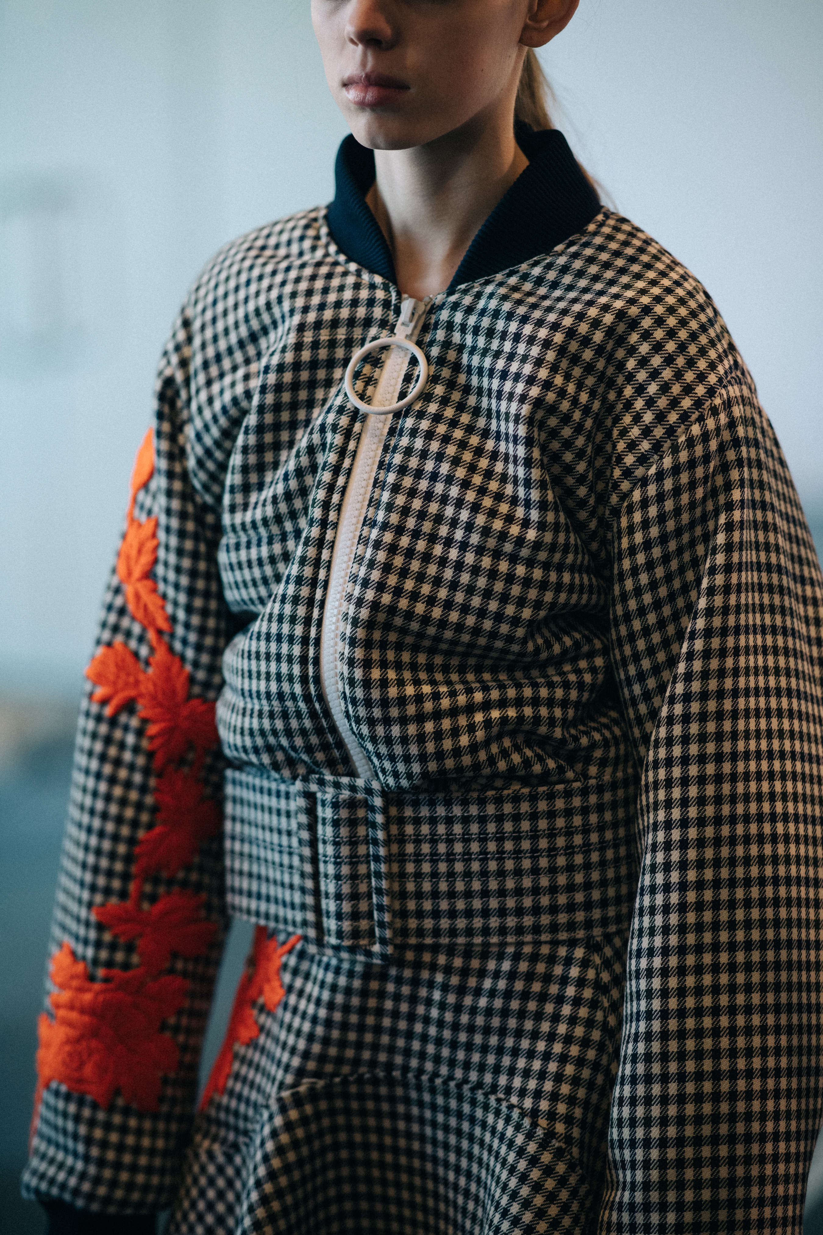 Model Mariana Zaragoza wearing bomber