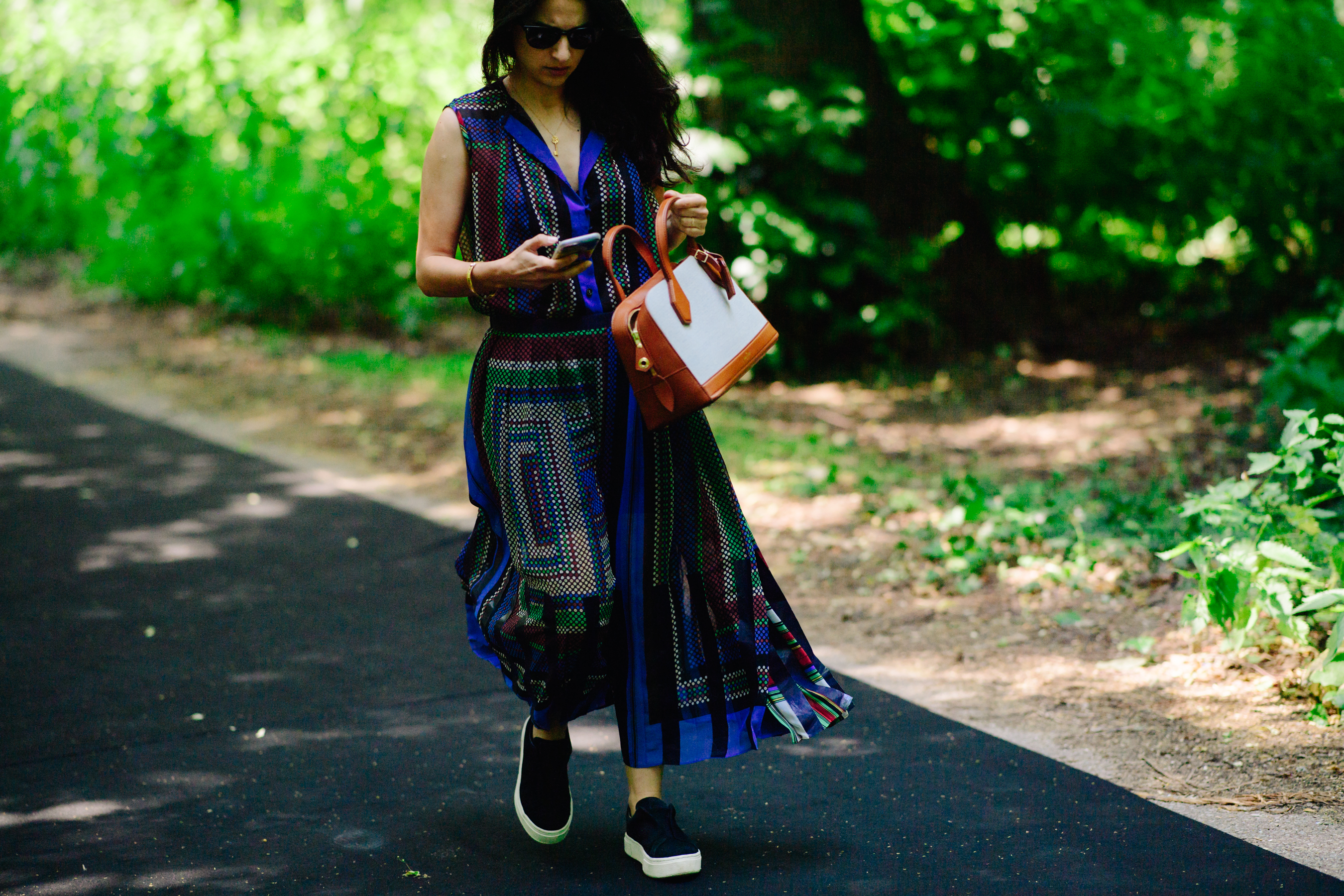 Woman wearing a colored long dress