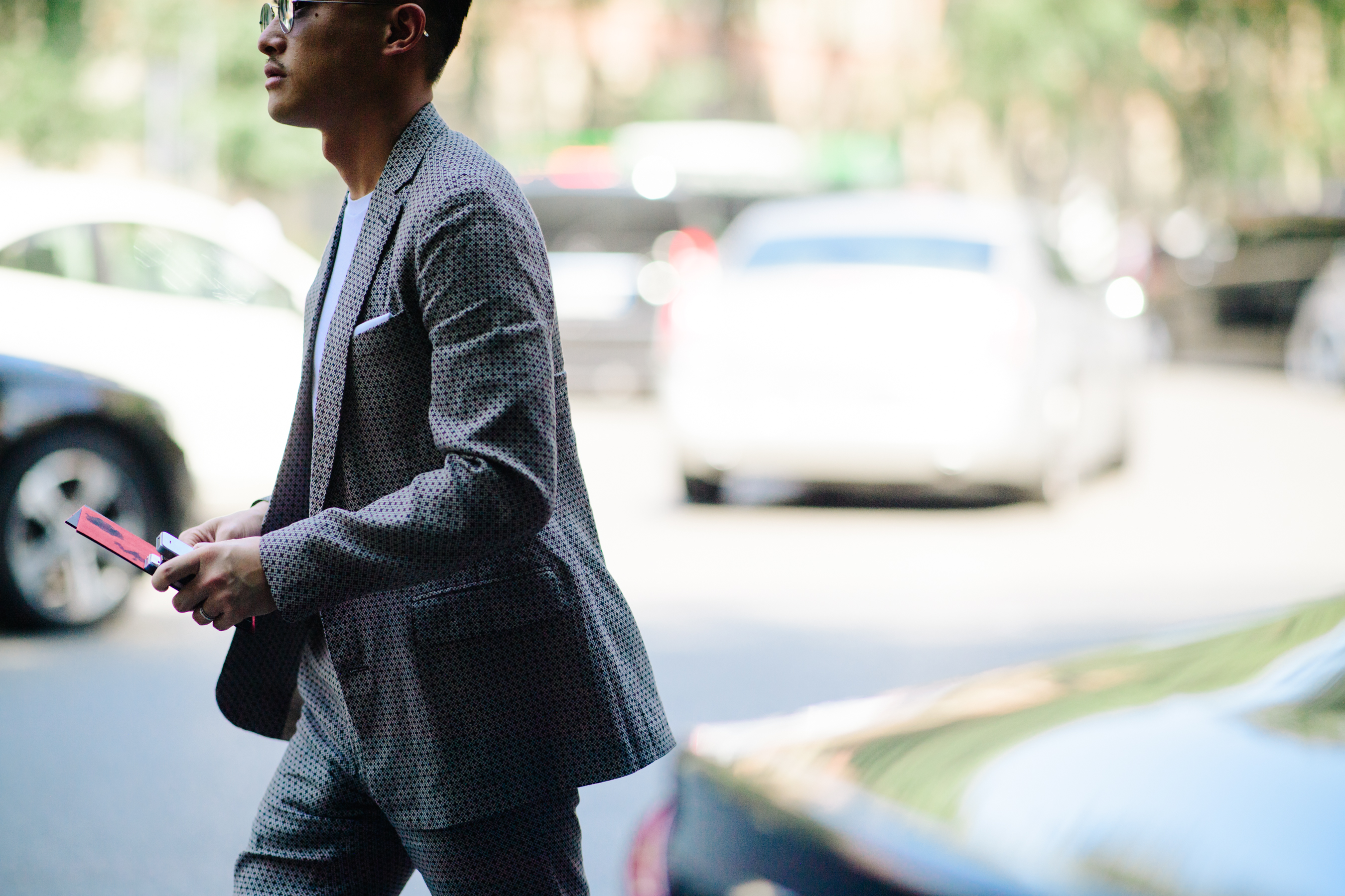 Man wearing a pattern suit