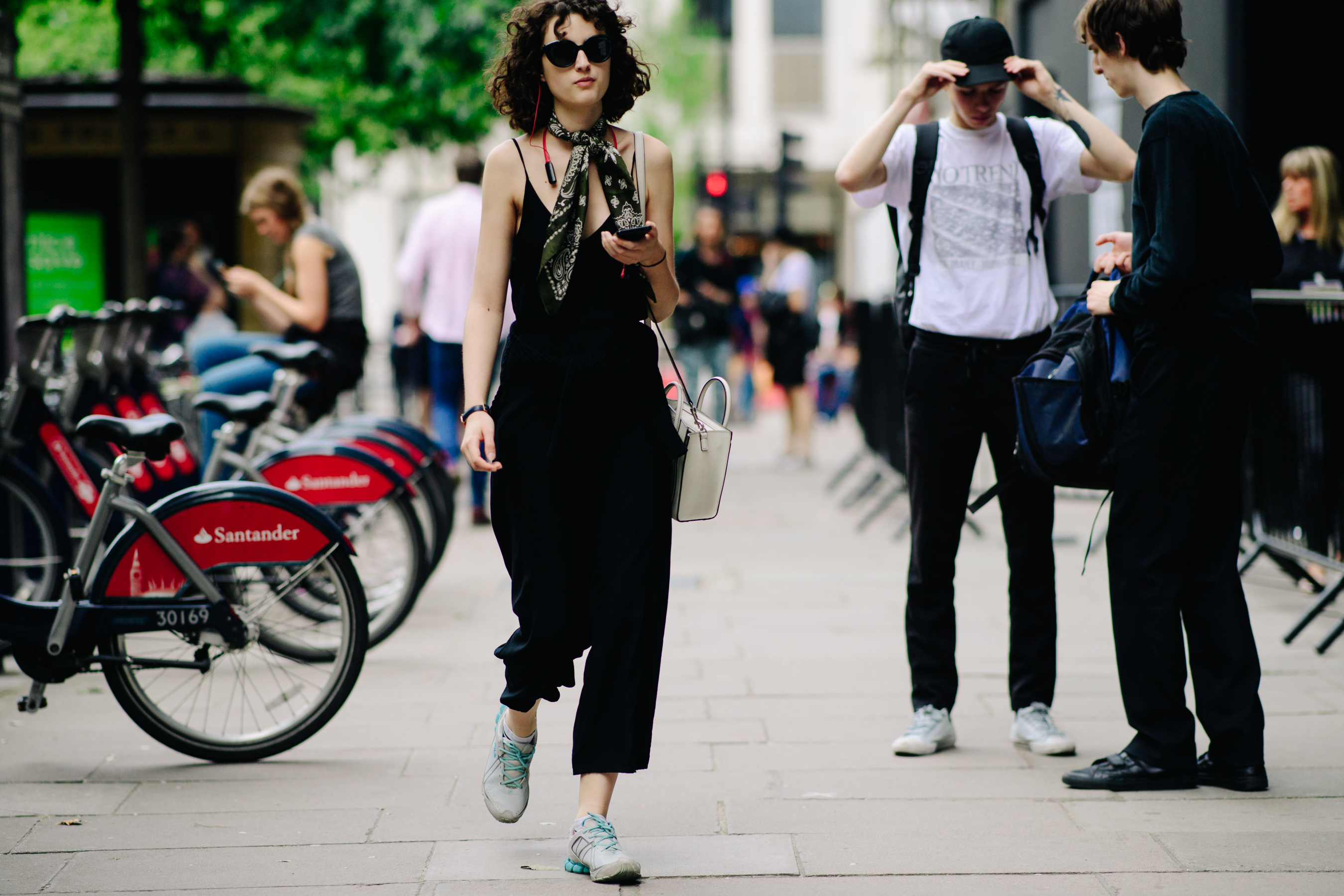 Woman wearing a black bandana