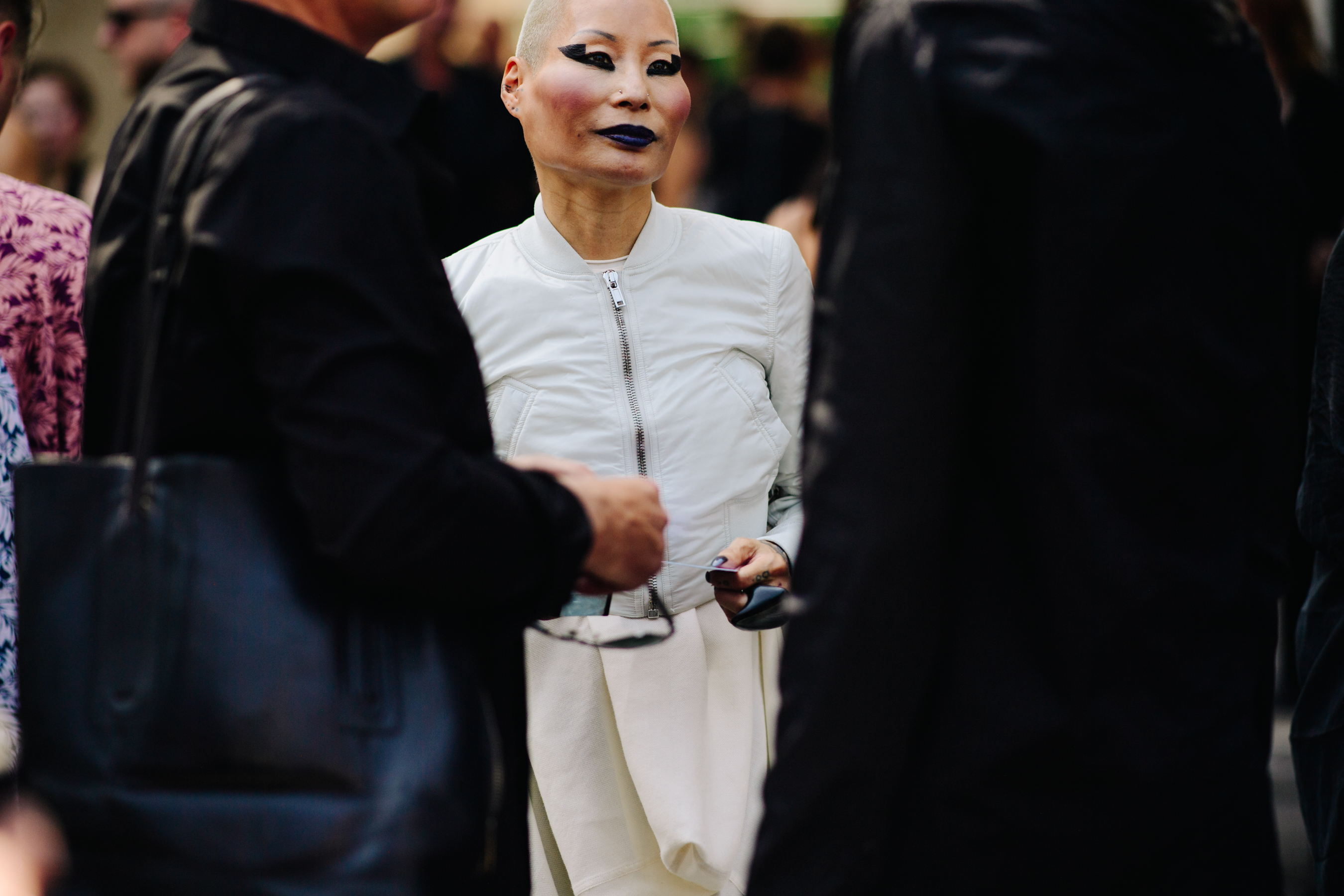 Woman wearing a Rick Owens jacket