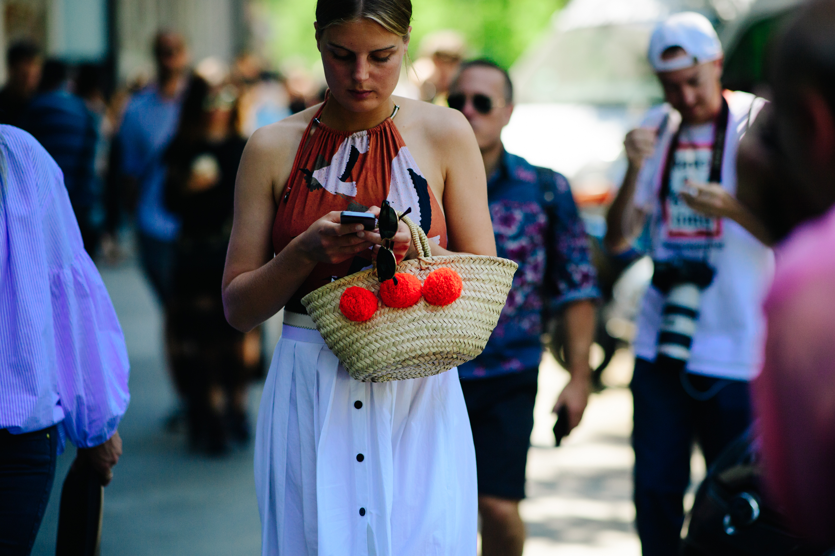 Woman wearing open back dress