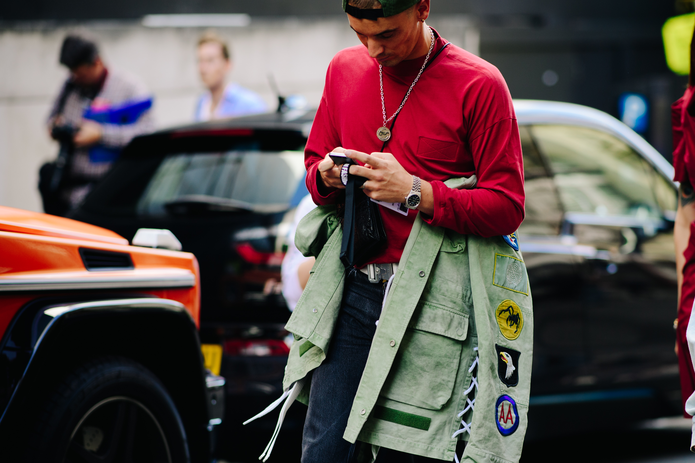 Man wearing a military jacket