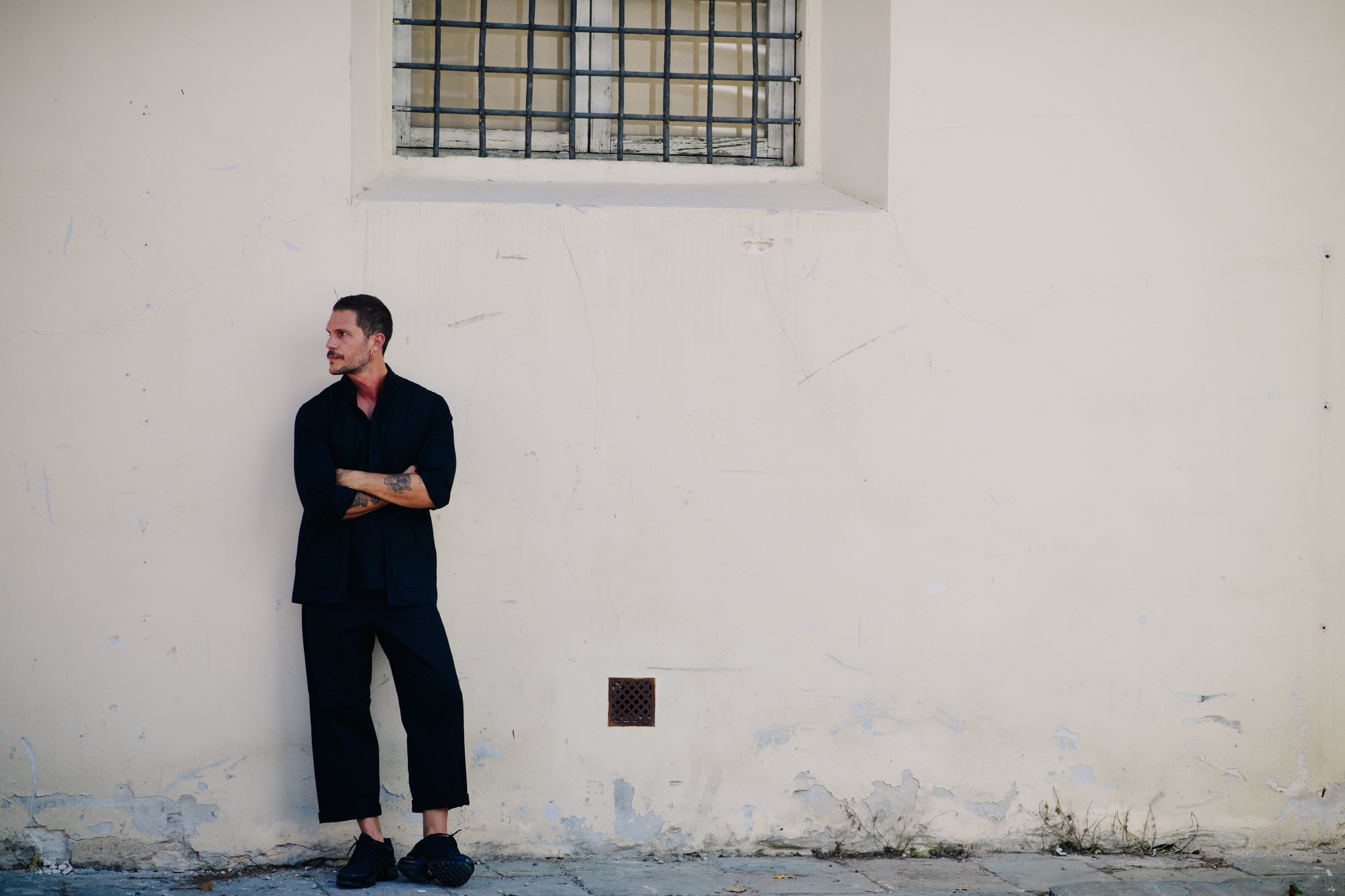 Man wearing black outfit