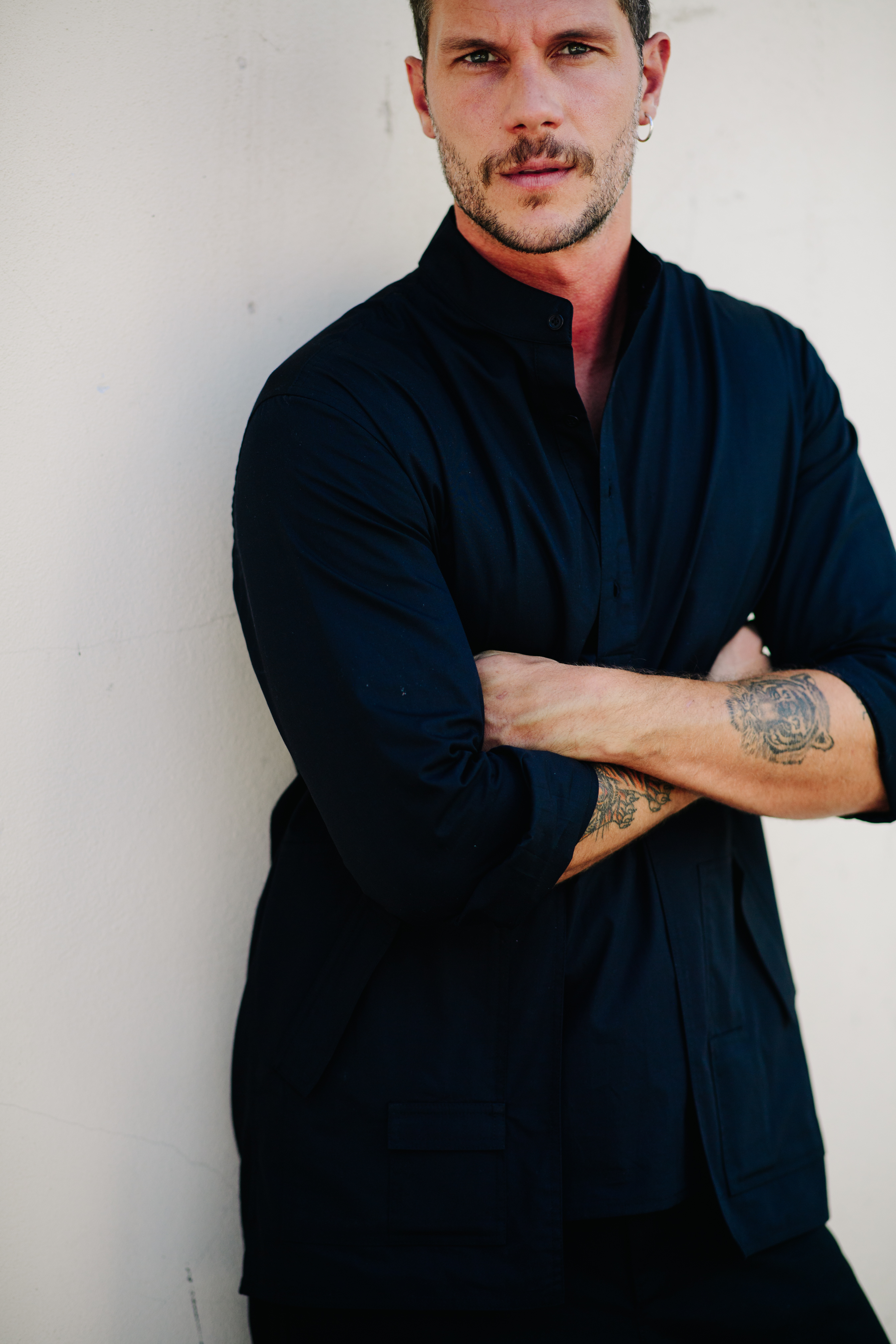 Man wearing black outfit