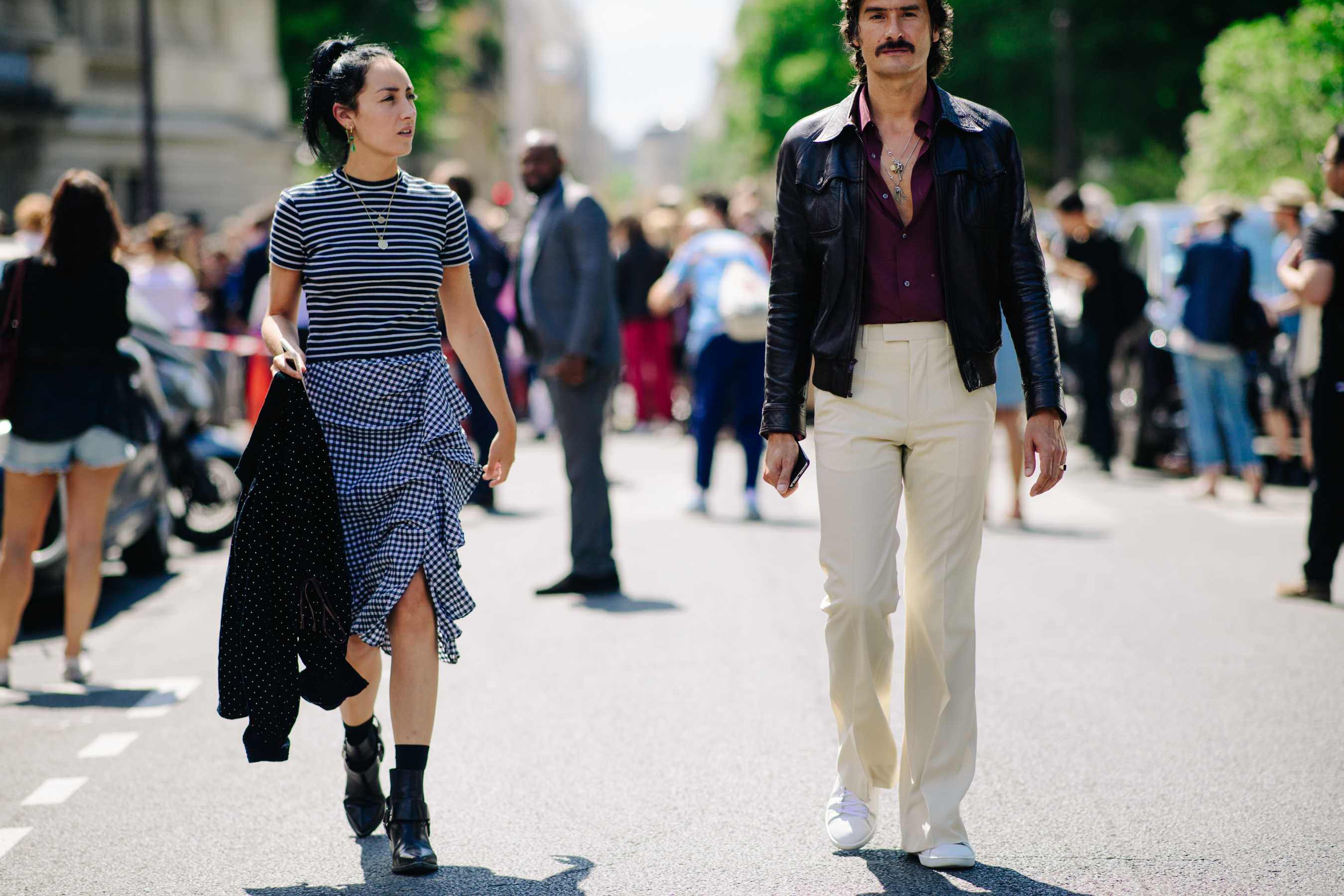 Fashion editors walking before a show