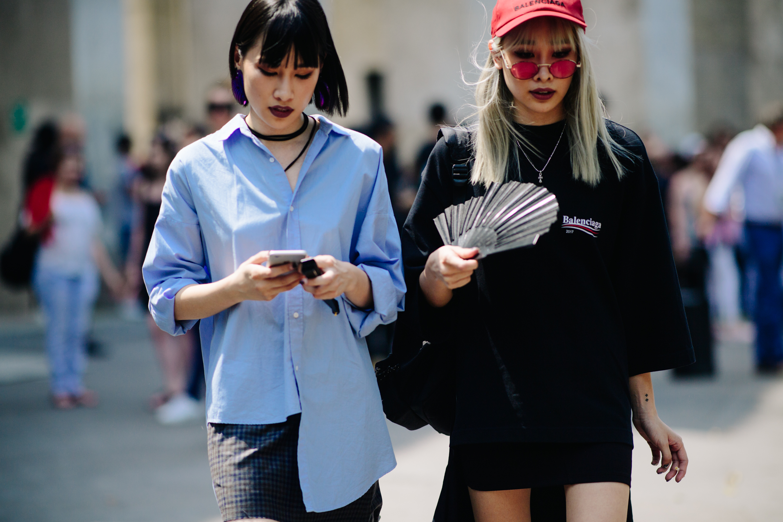 Bloggers walking on the street