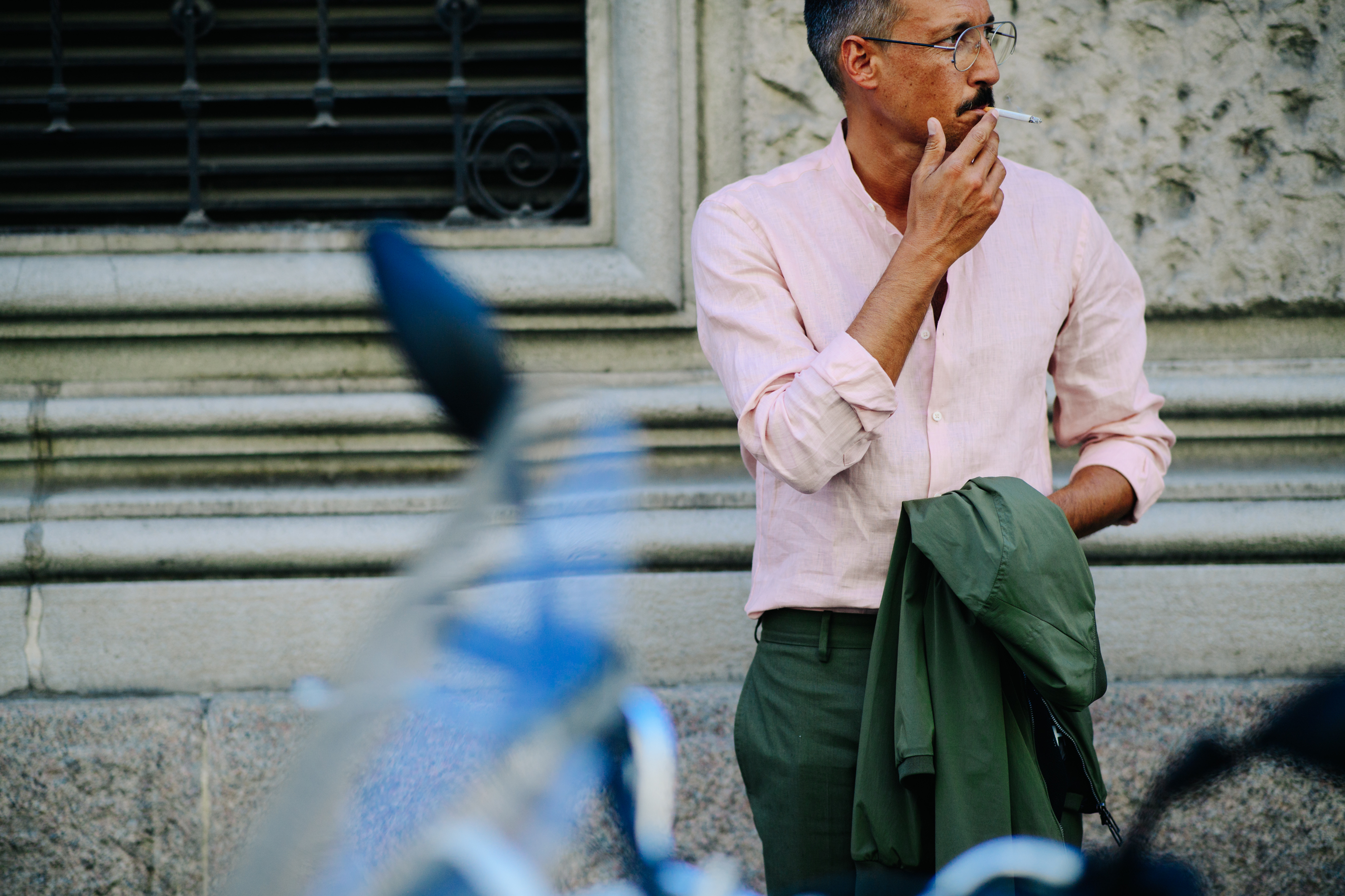 Man wearing a cotton pink shirt