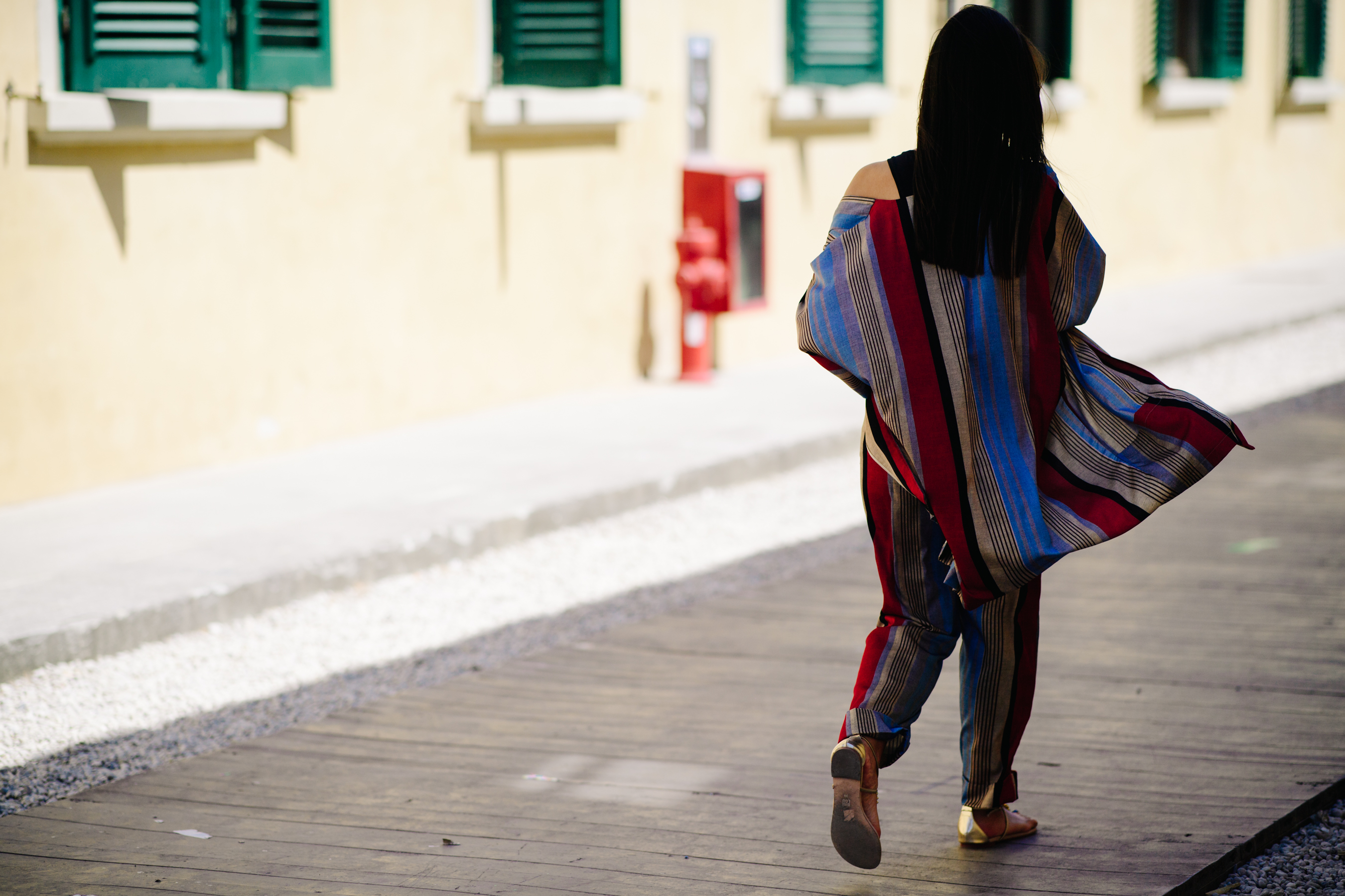 Woman wearing cotton printed outfit