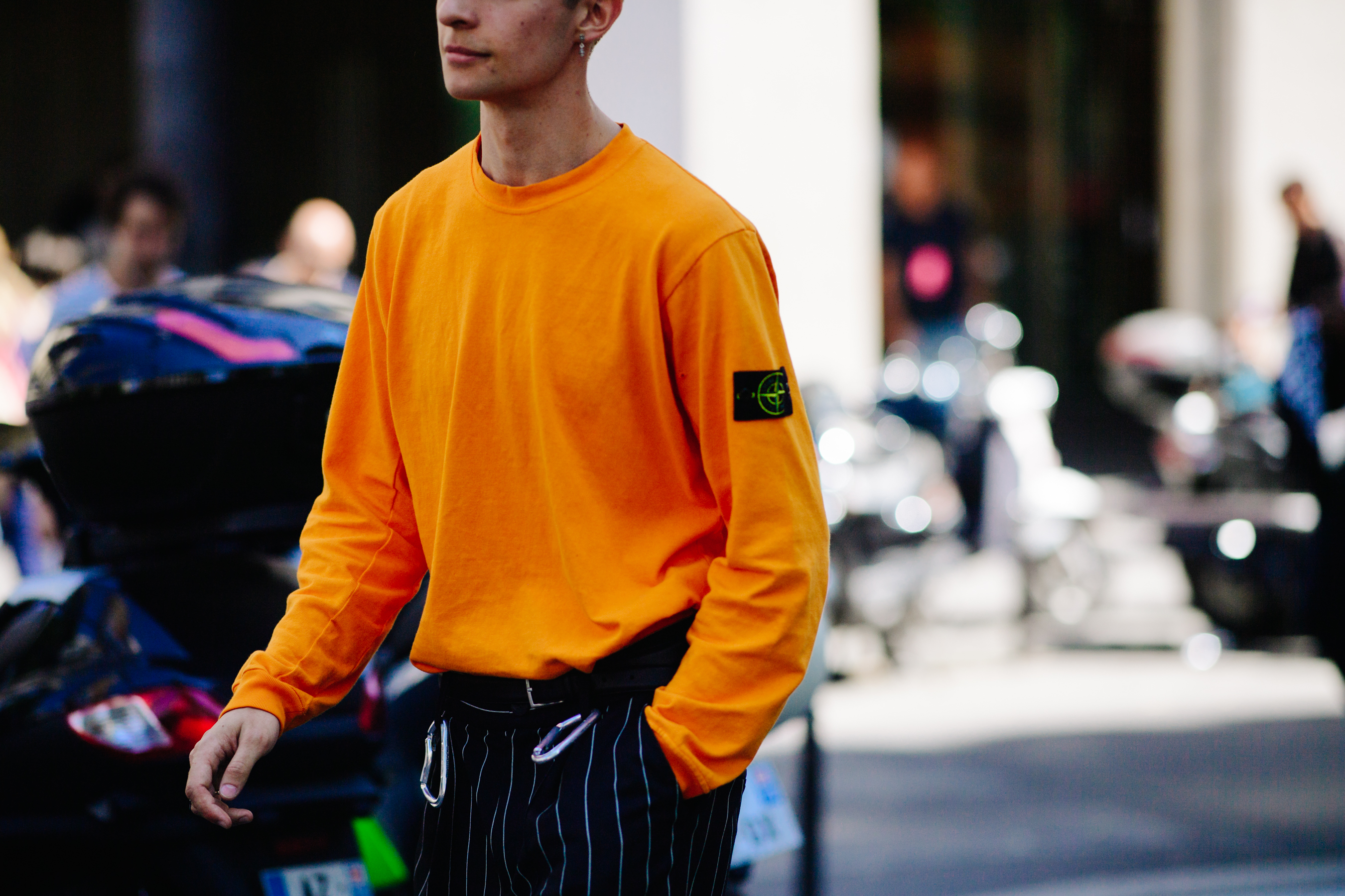 Man wearing a Stone Island sweat
