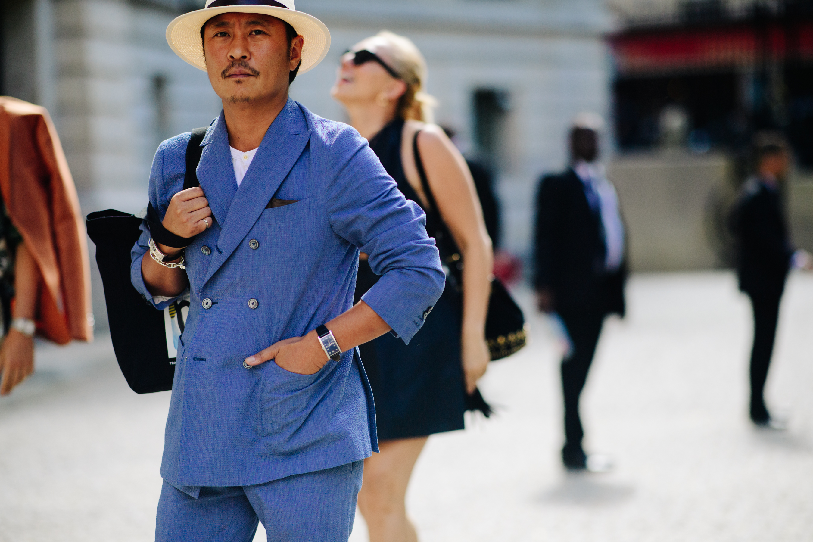 Man wearing a light blue suit