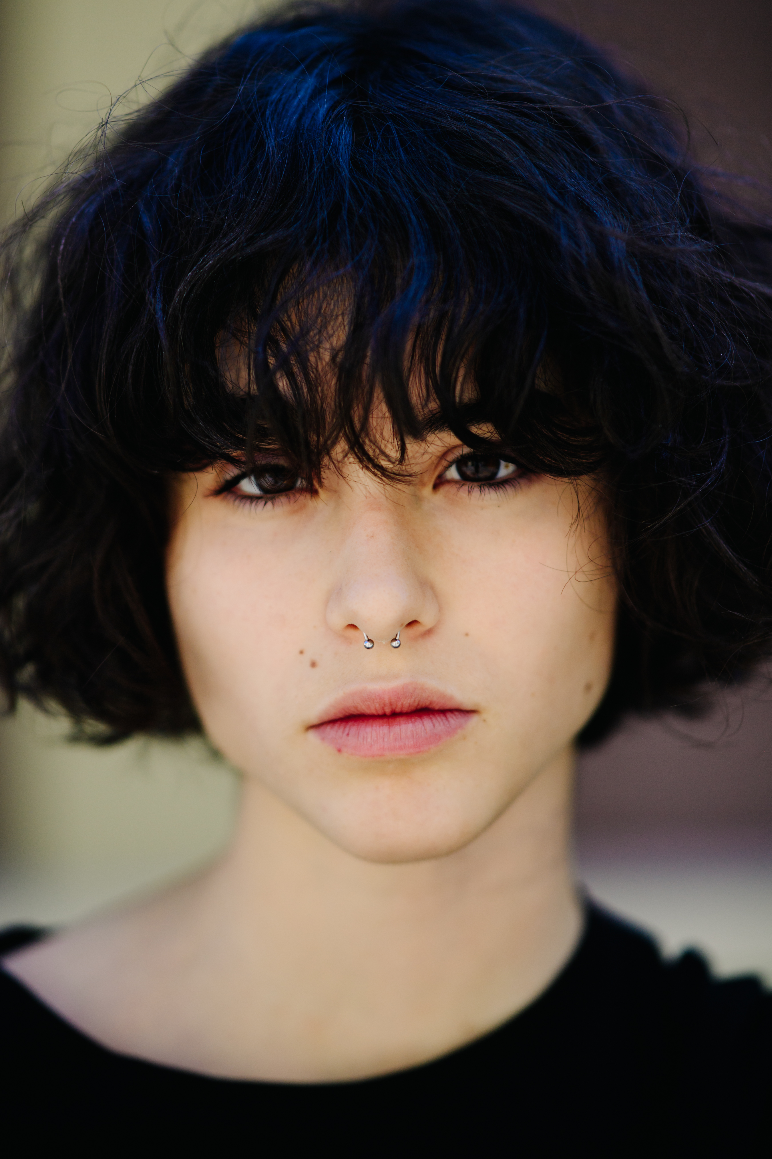 Portrait of a model with nose piercing
