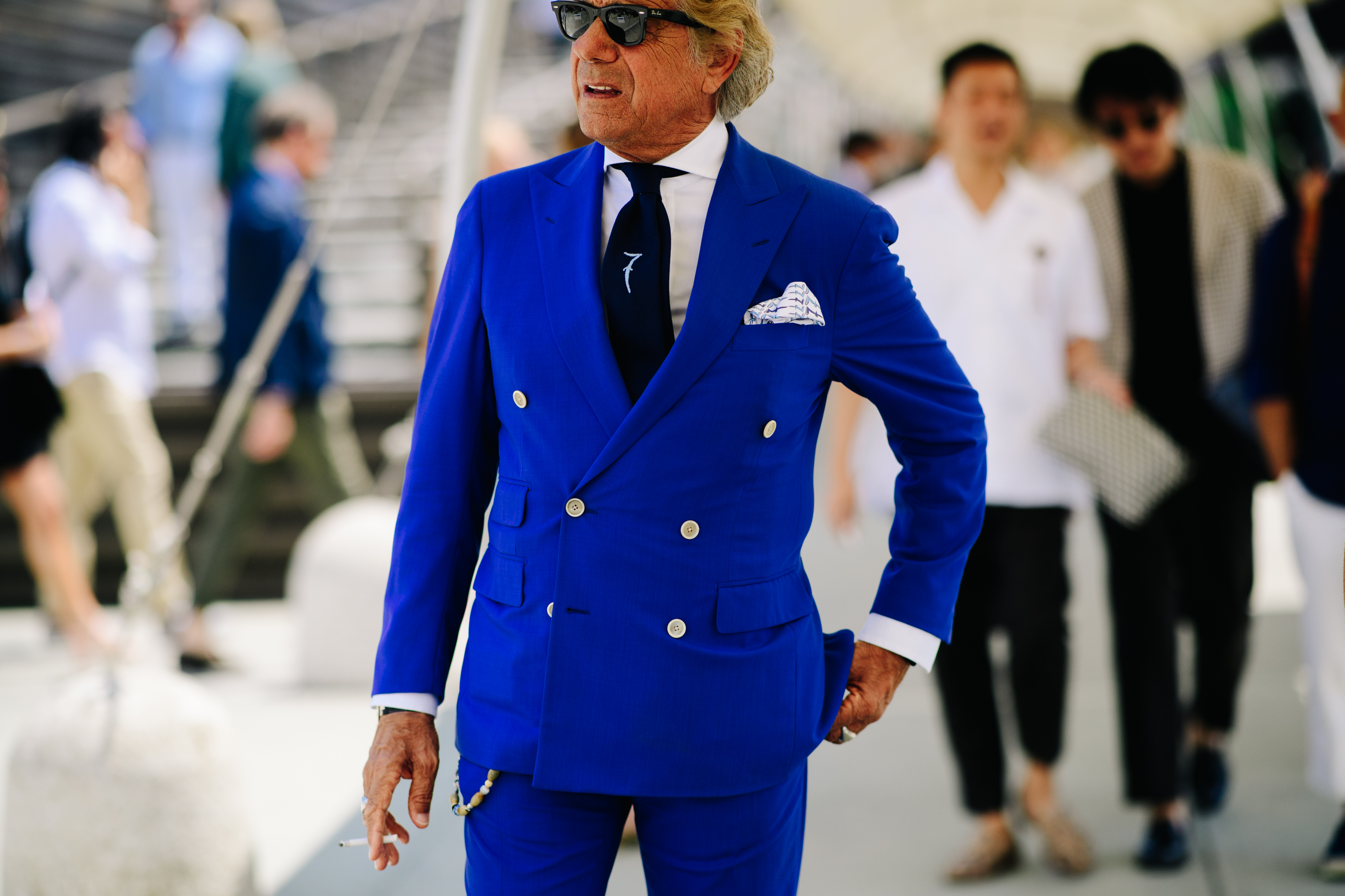 Italian man wearing blue suit