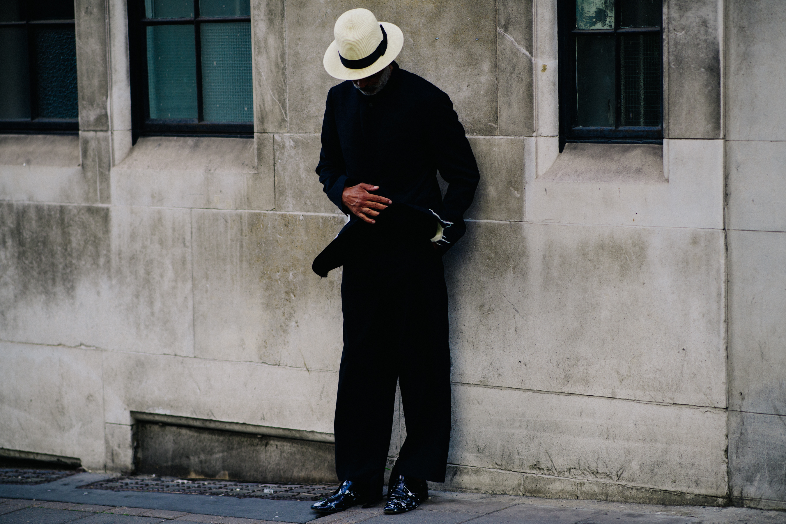 Male model wearing hat and blazer