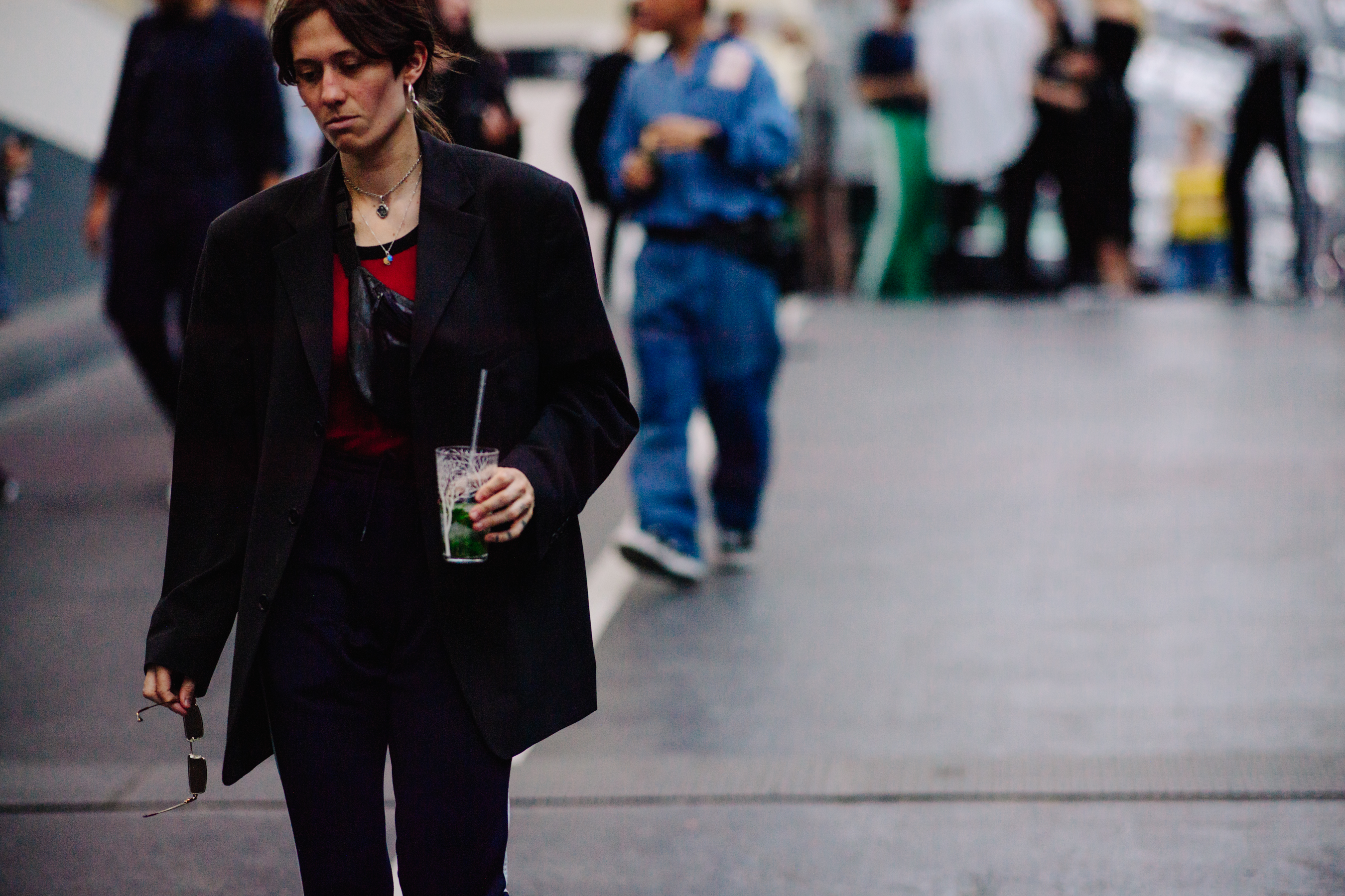 Woman wearing a black jacket
