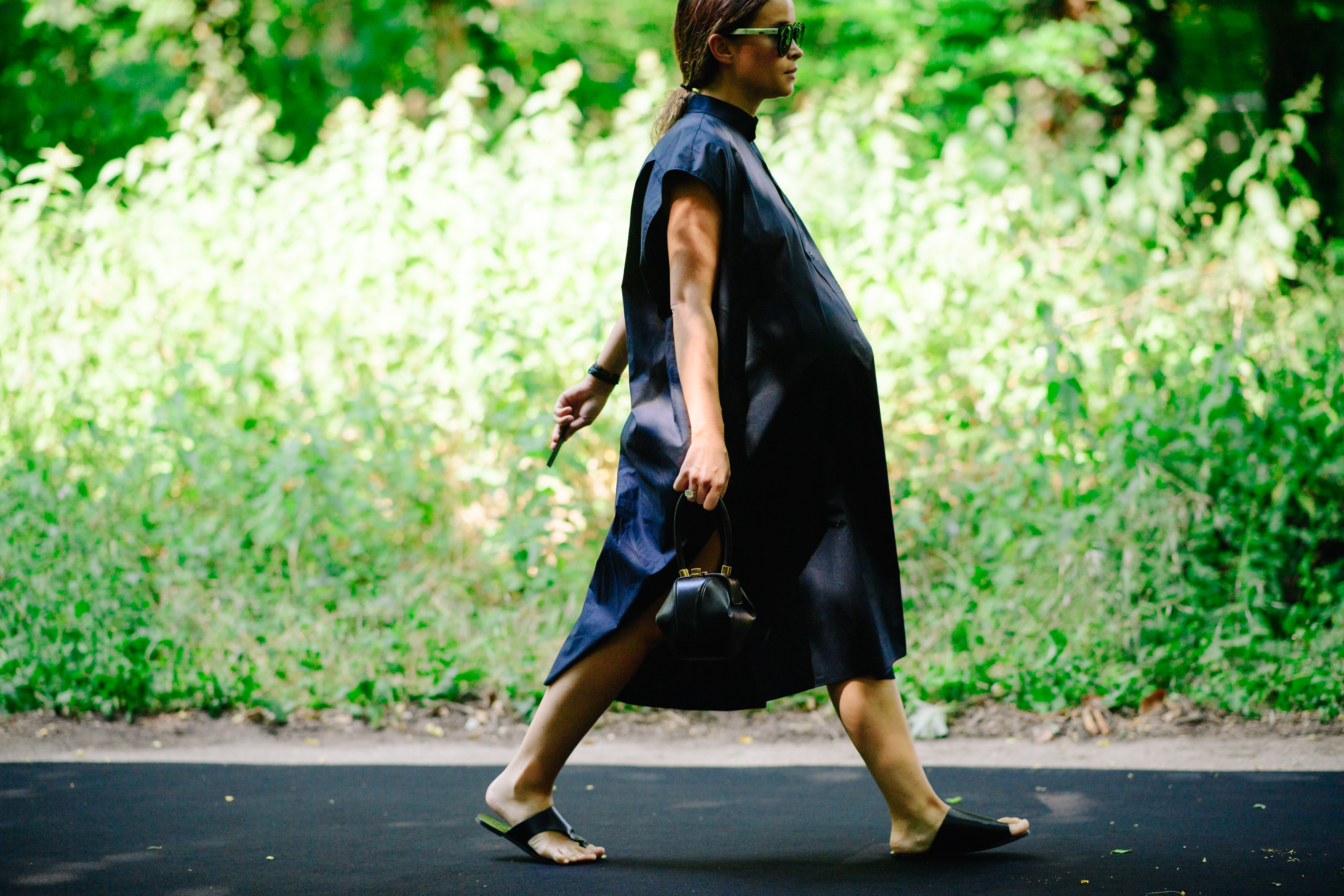 Fashion influencer wearing black outfit