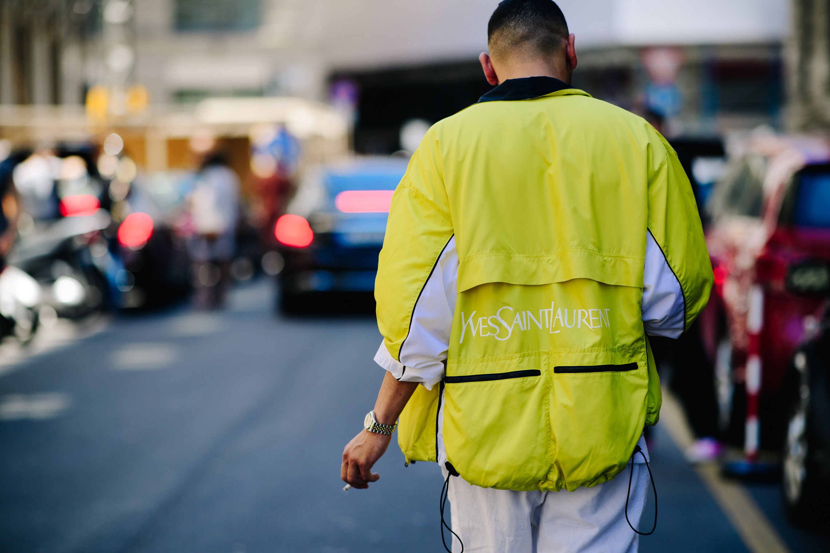 Man wearing a Yves Saint Laurent jacket