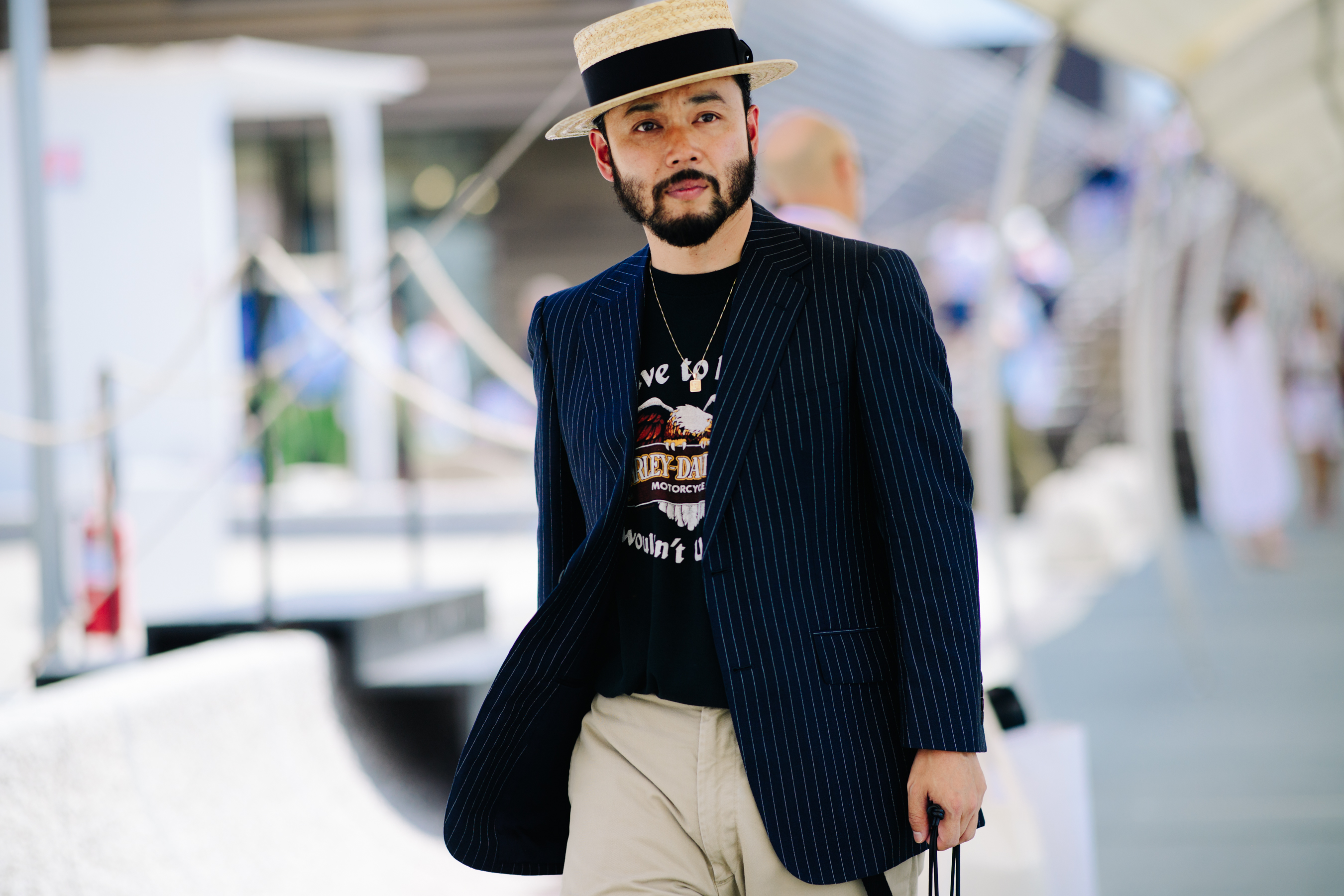 Man wearing a yellow straw hat