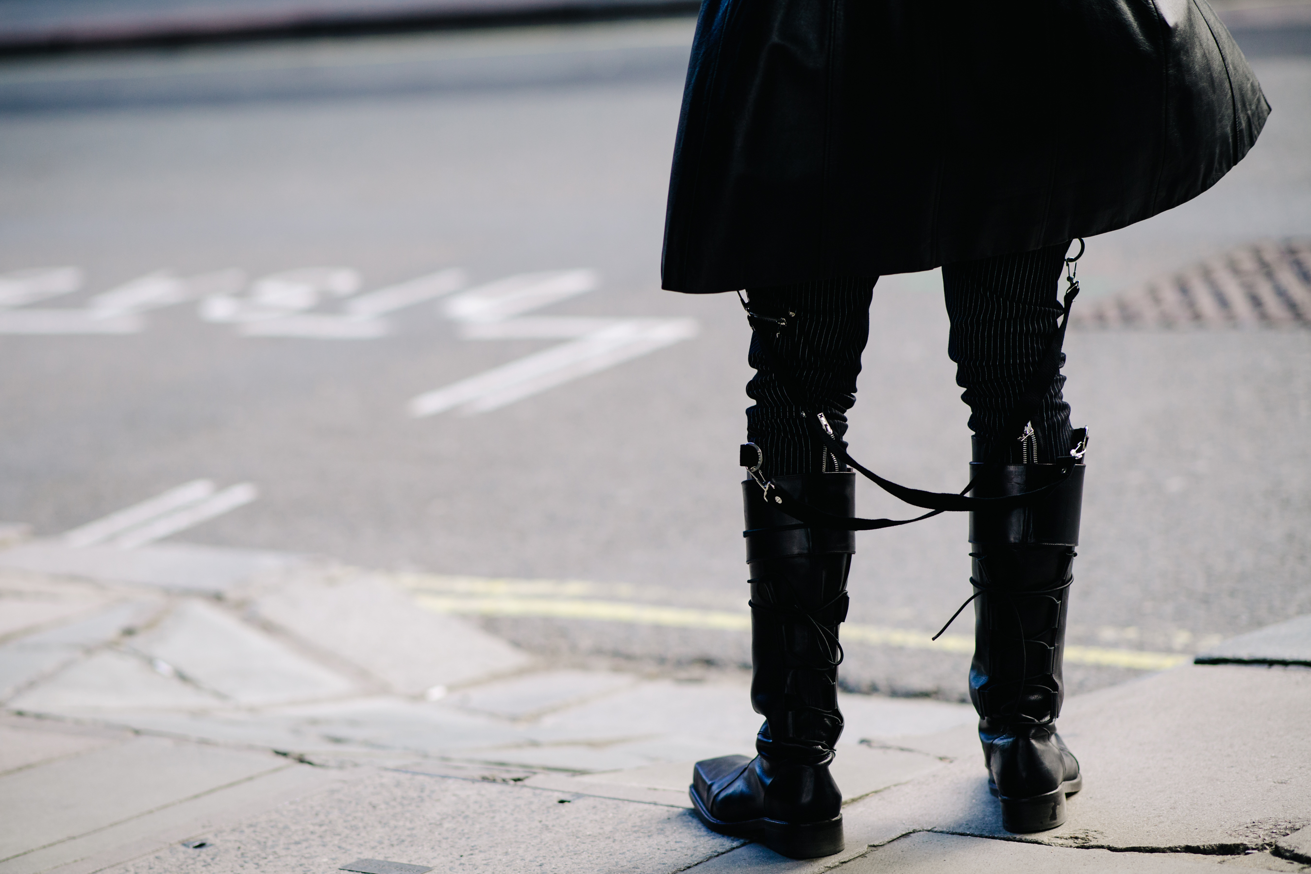 Fashion editor wearing leather boots