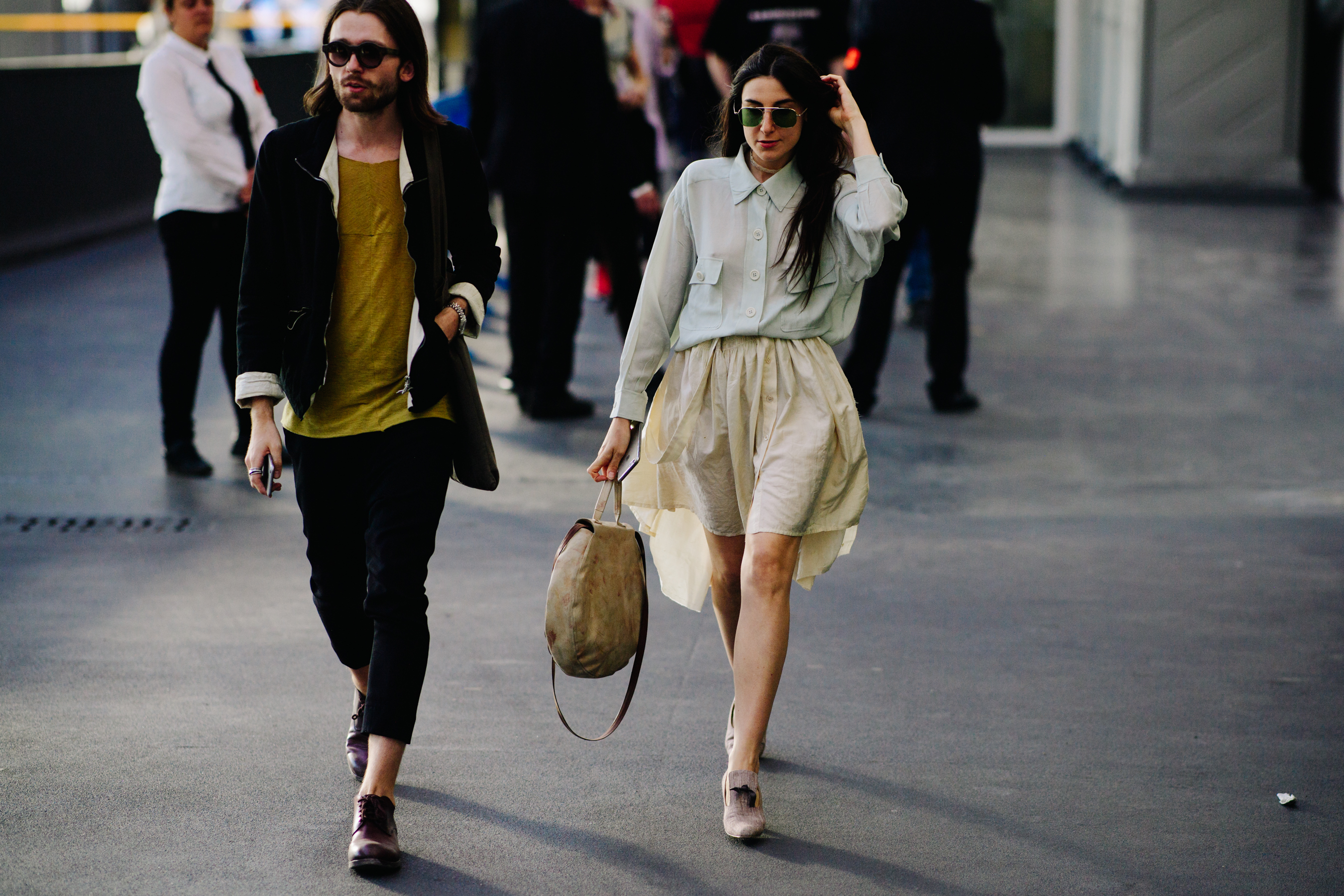 Man and woman walking to a show