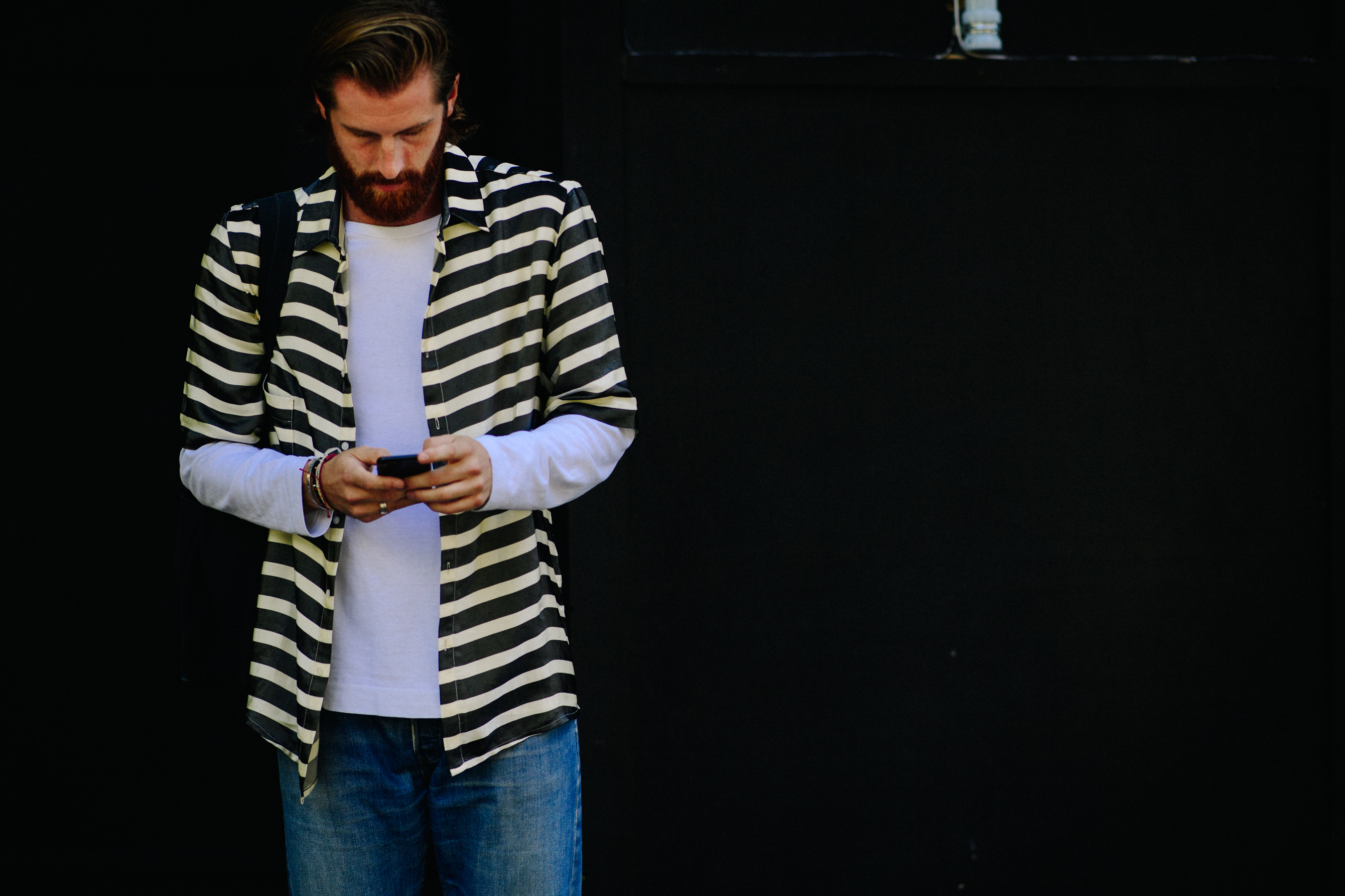 Farfetch buyer wearing stripy blazer