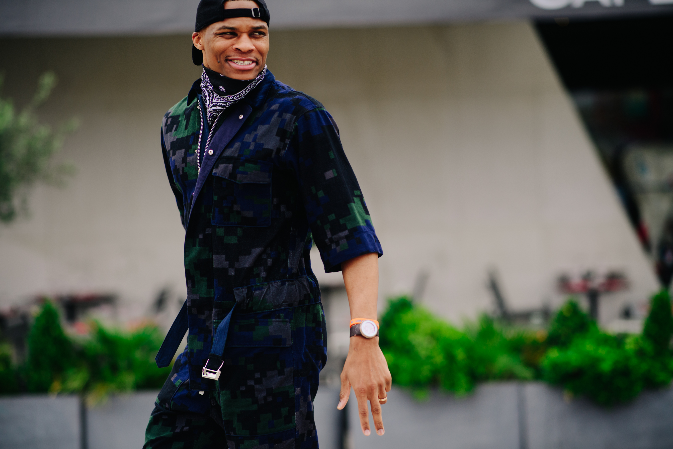 Man wearing a black bandana