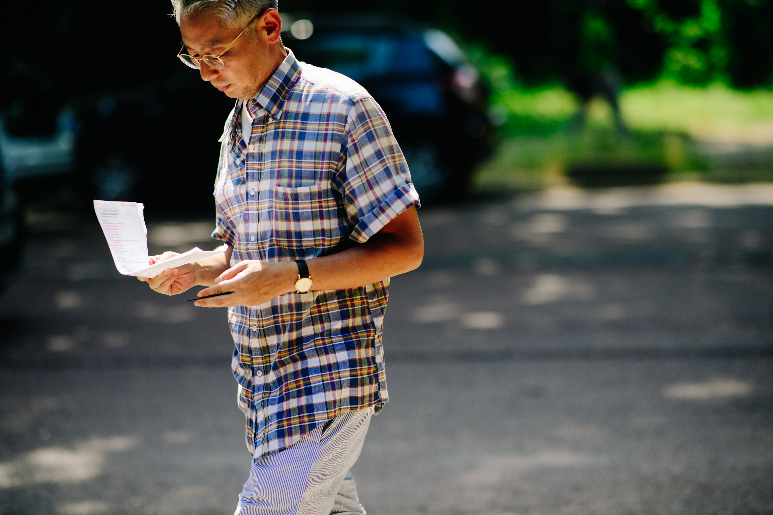 Man wearing a checkered shirt