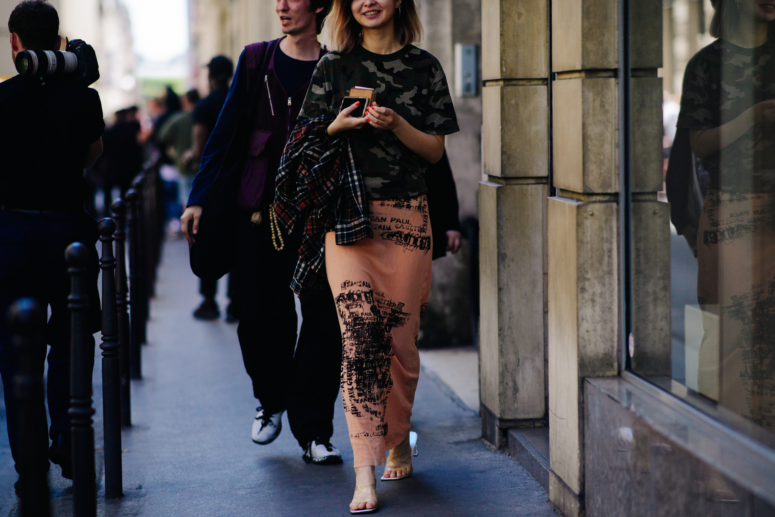 Woman wearing a Jean-Paul Gaultier skirt