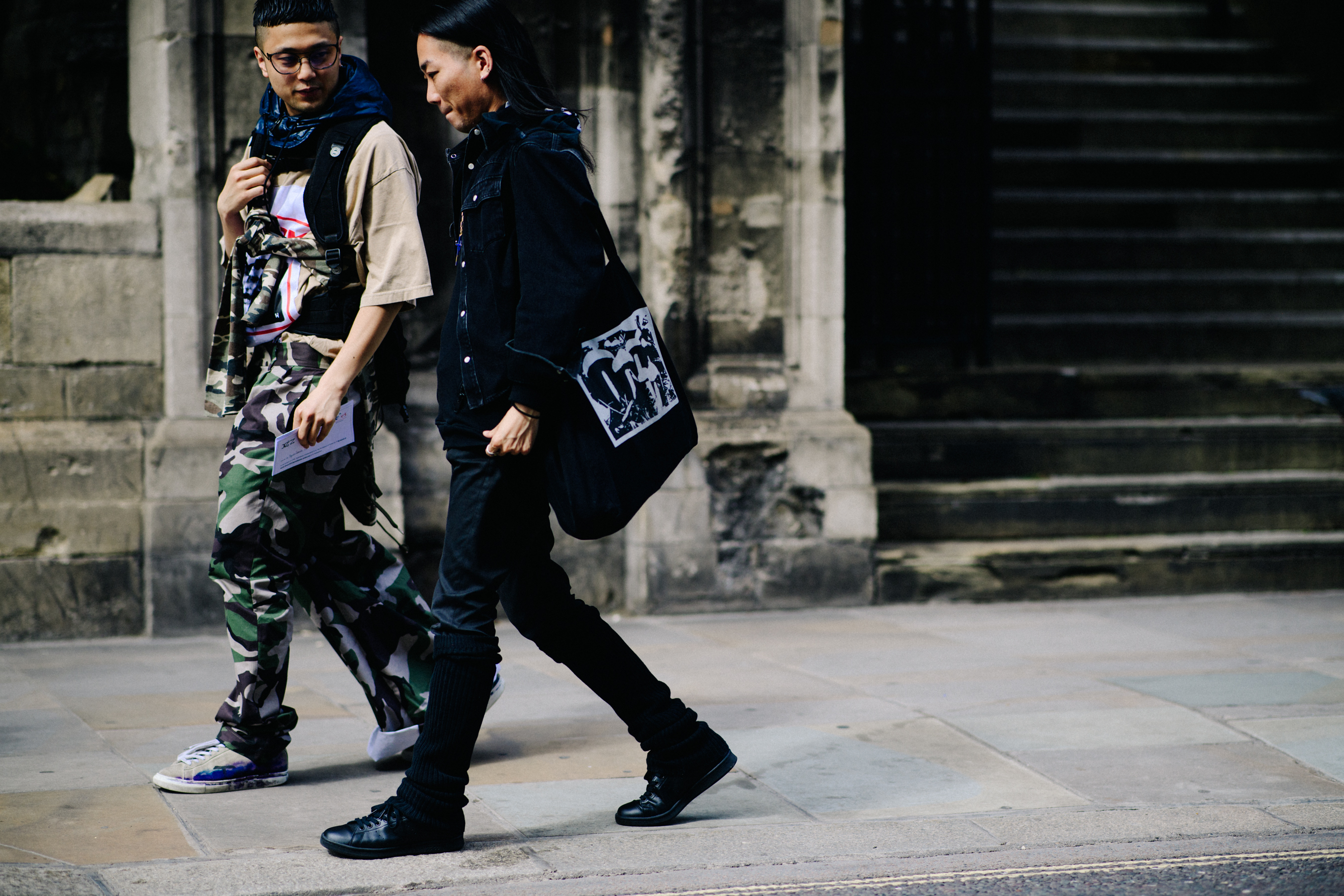 Two men wearing street wear