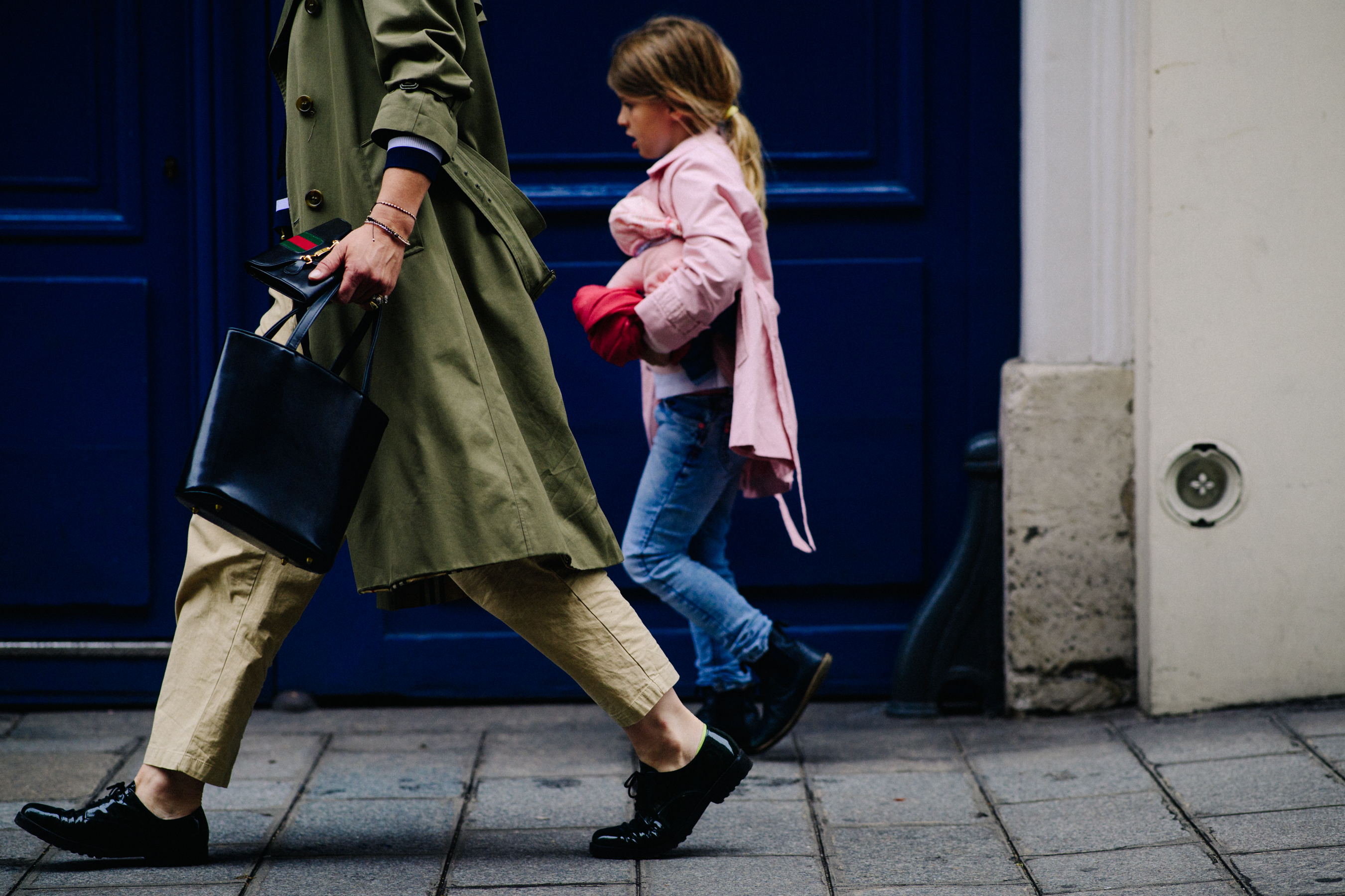 Woman wearing green coat