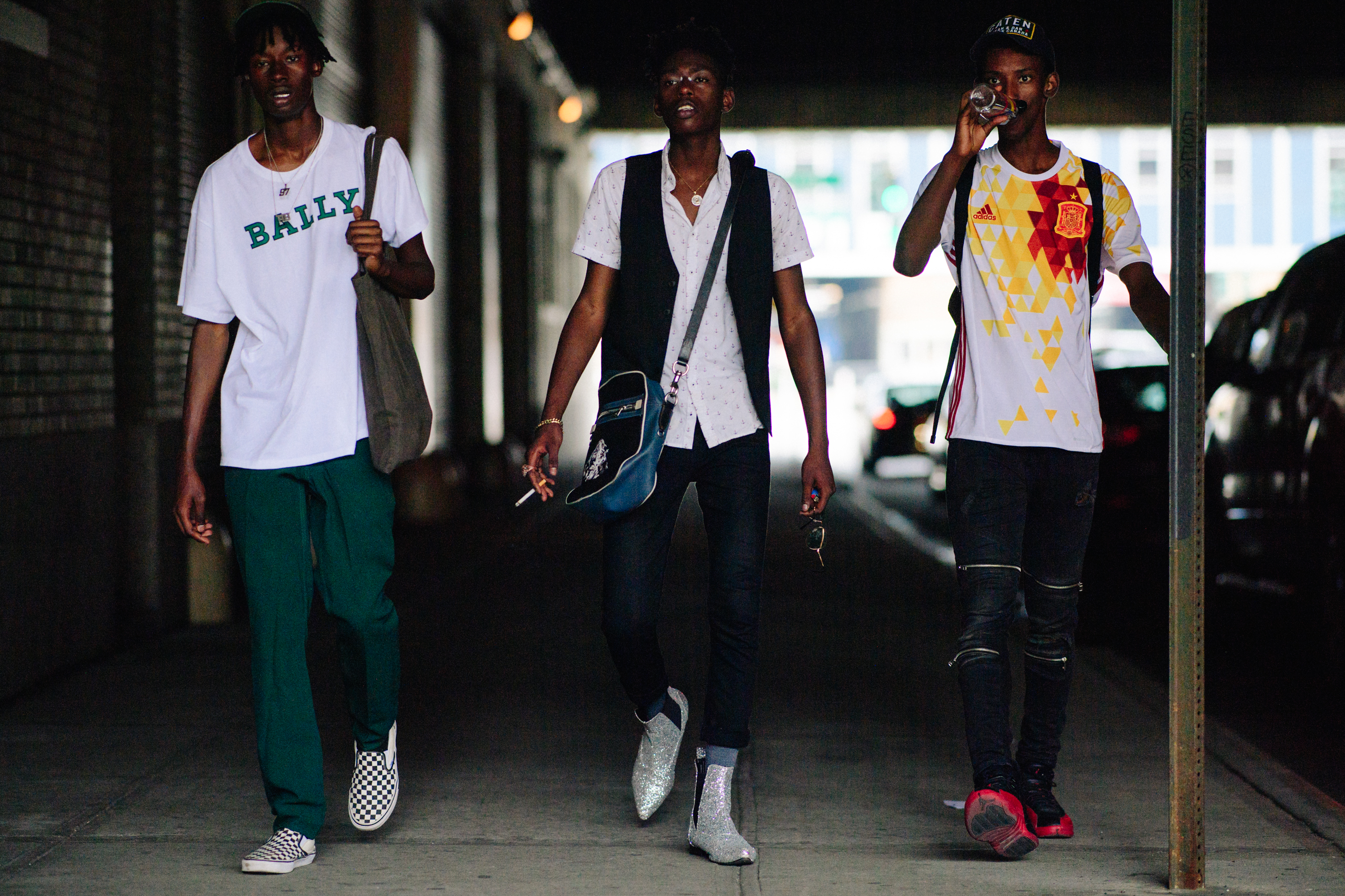 Group of male models after a show