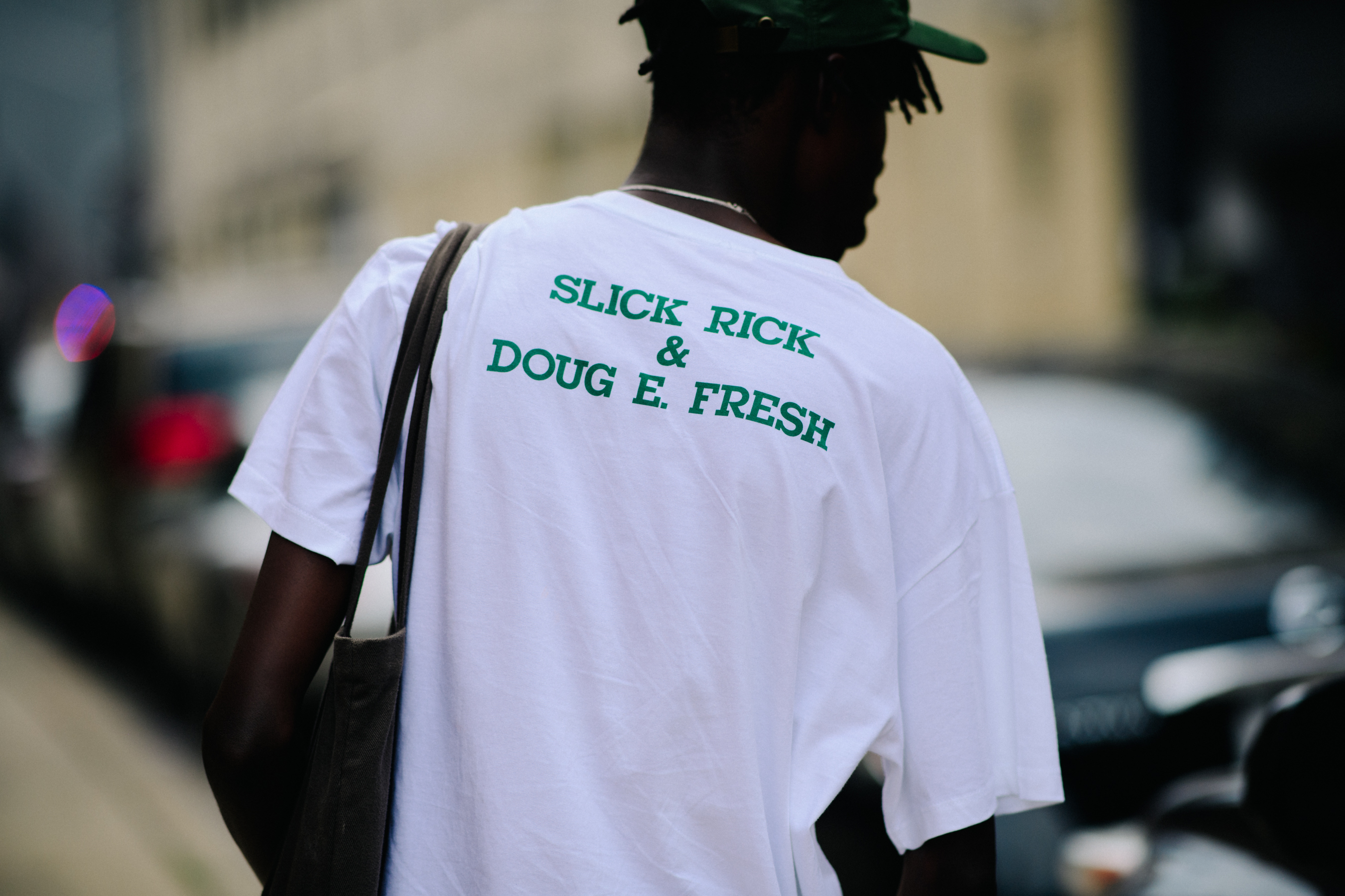 Male model wearing t-shirt with print