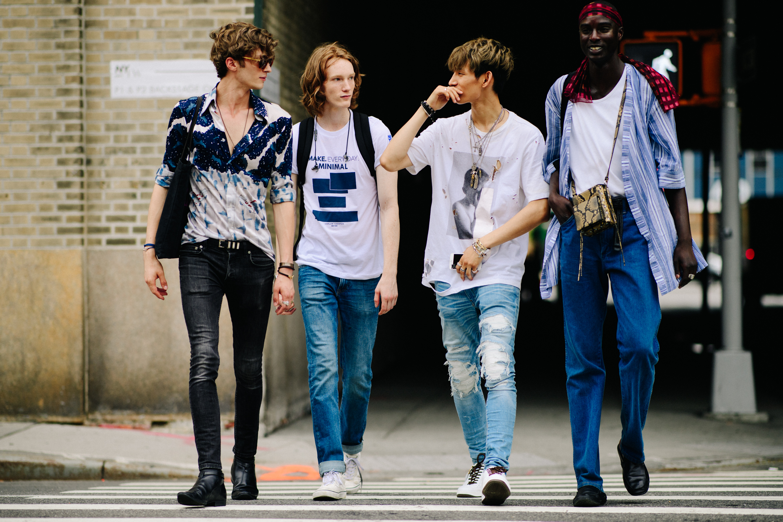 Group of male models after a show