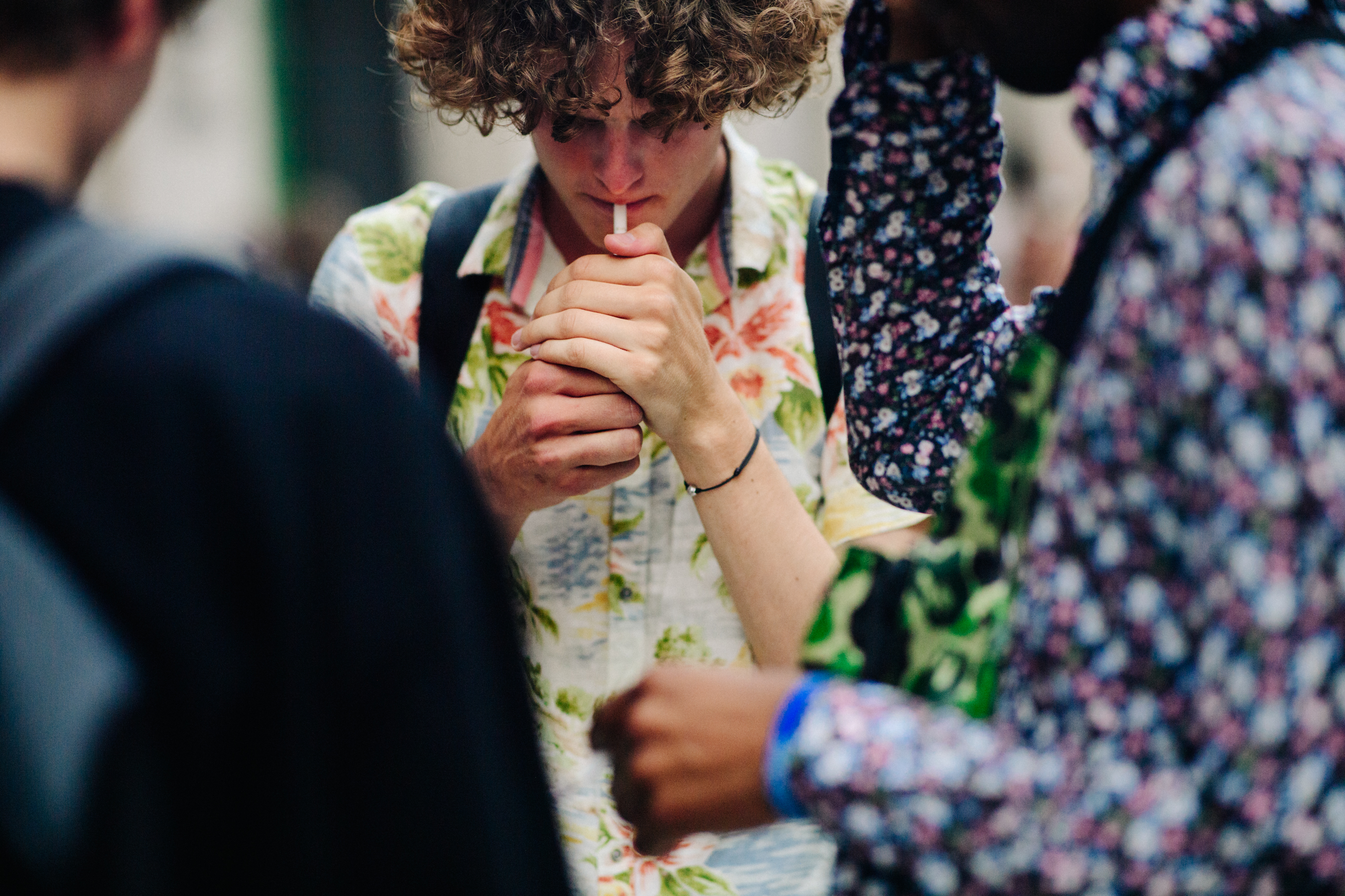 Male model with curly hair